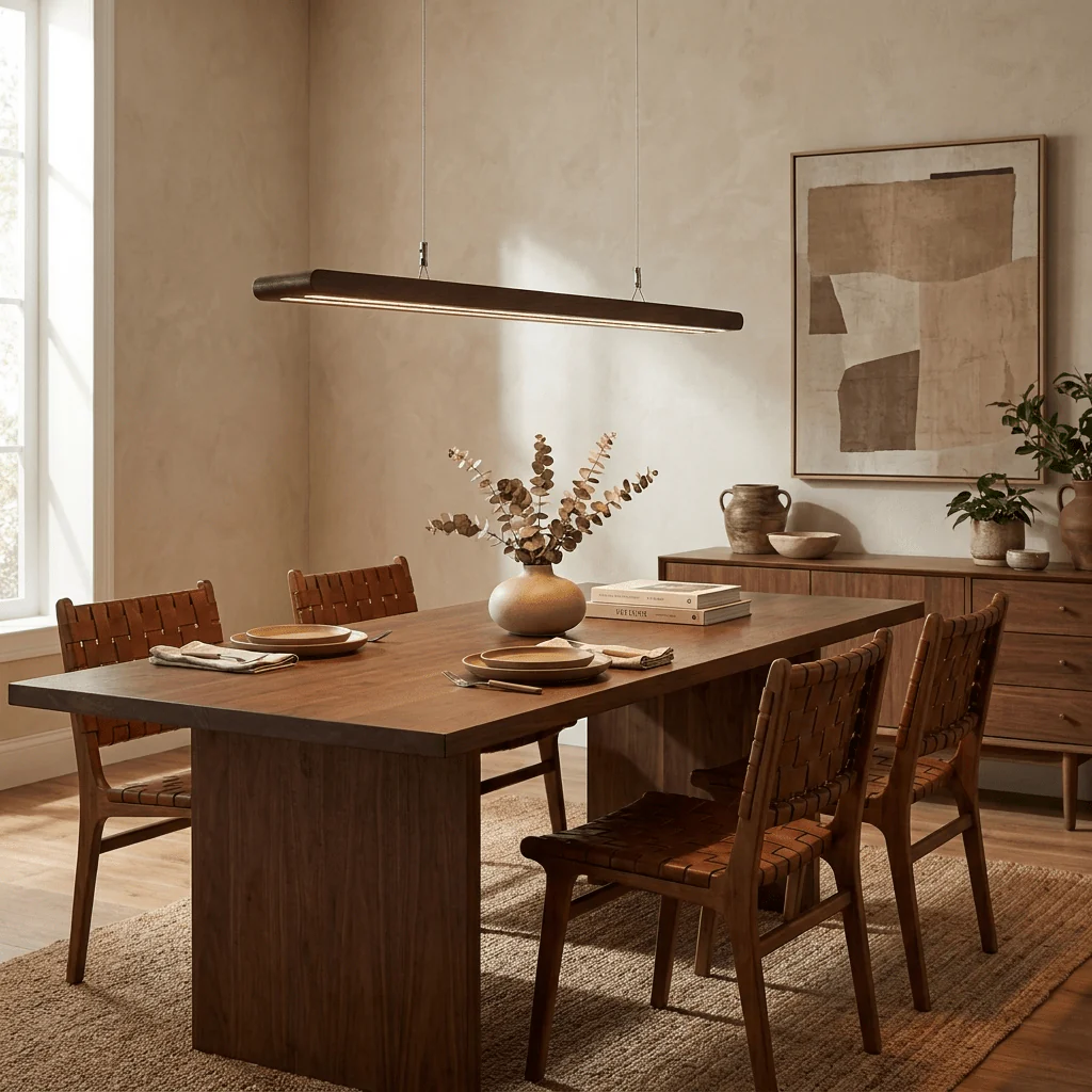 Louvered Wood Linear Pendant Light - Image 4
