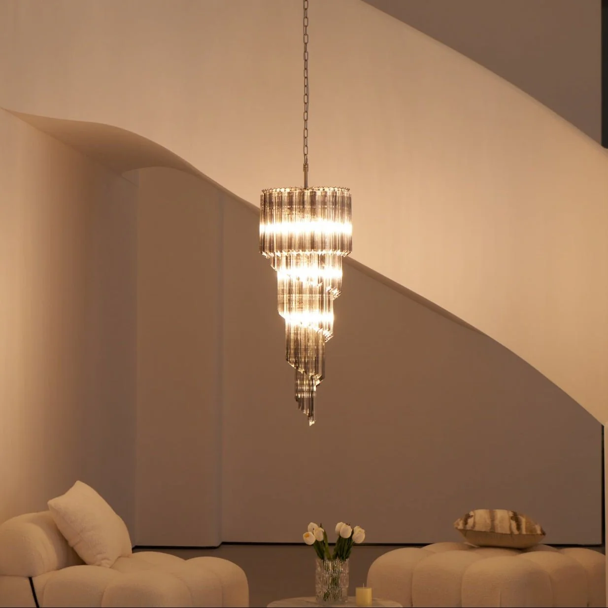 Lucente Noir Spiral Chandelier - Image 44