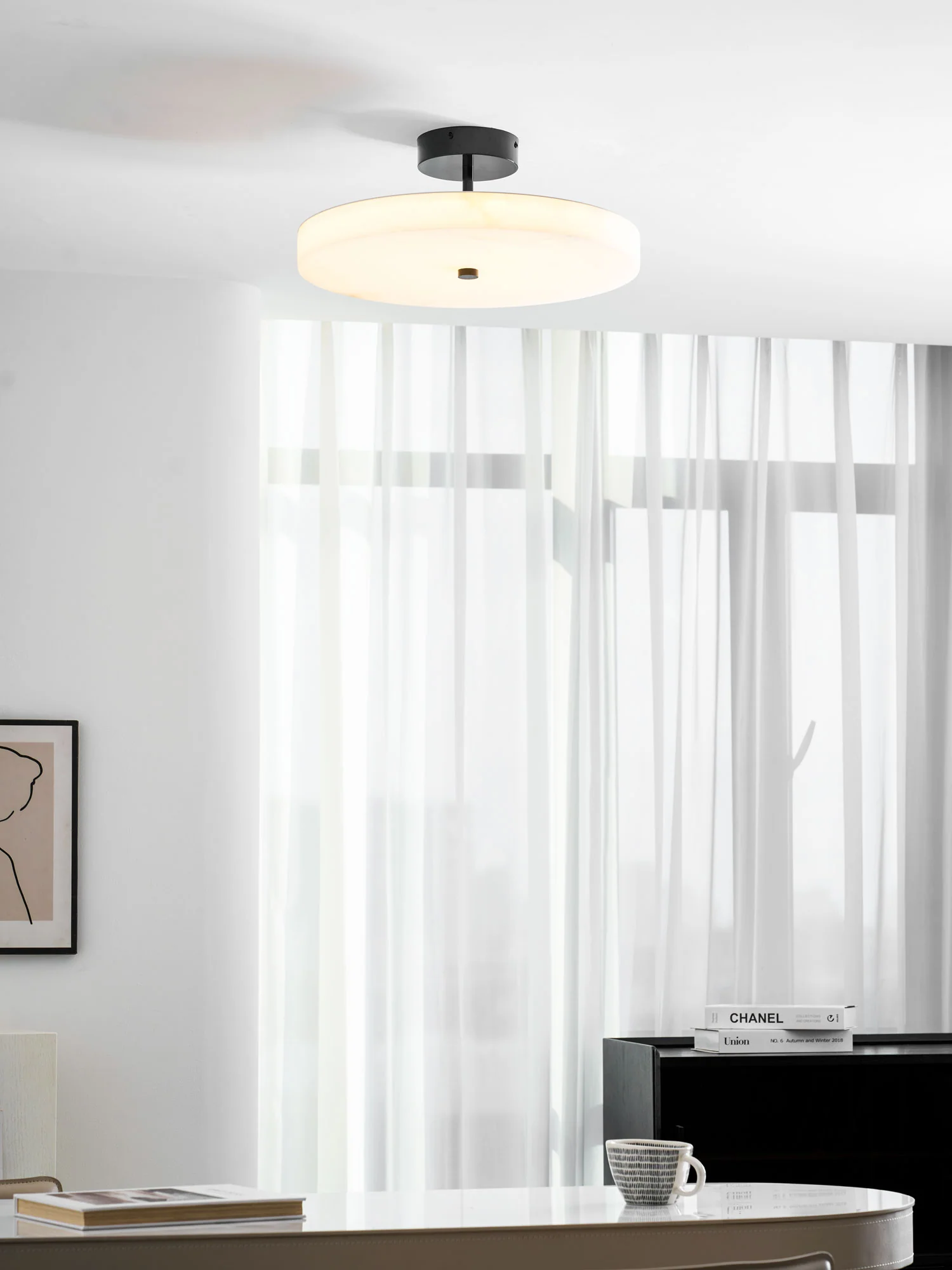 Luma Linen Drum Ceiling Light - Image 11