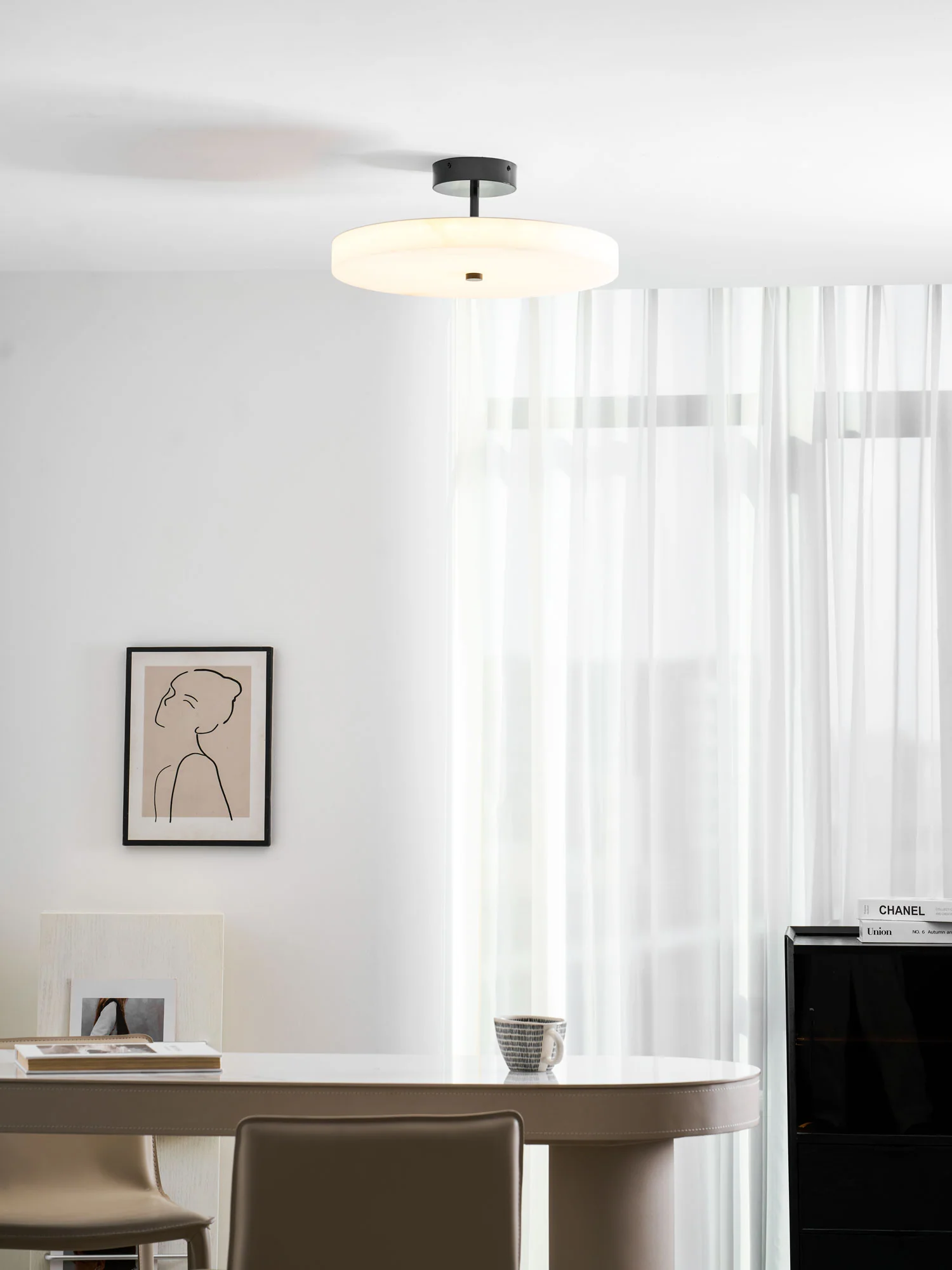 Luma Linen Drum Ceiling Light - Image 9