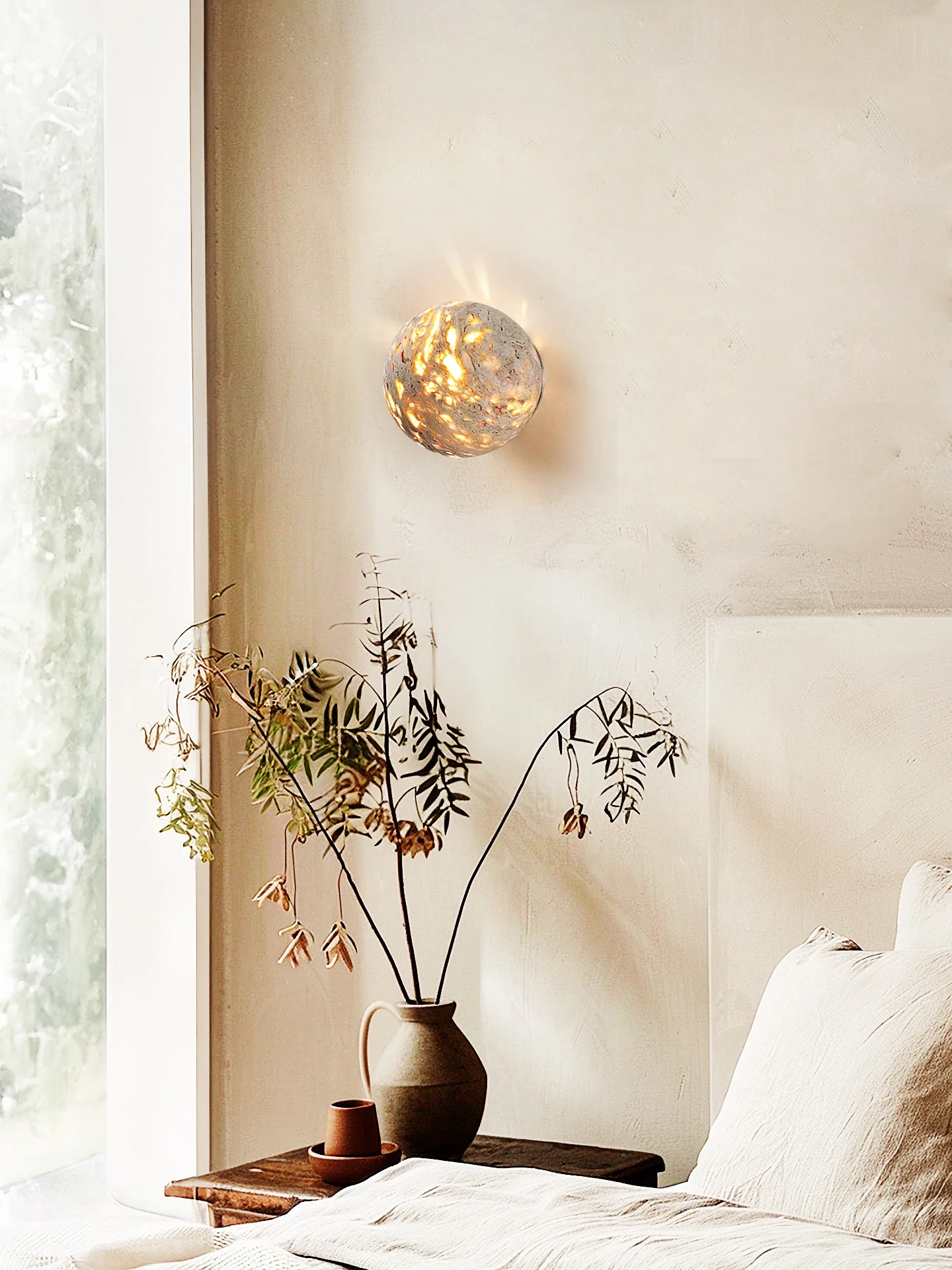 Luma Vein Stone Sphere Wall Light - Image 8