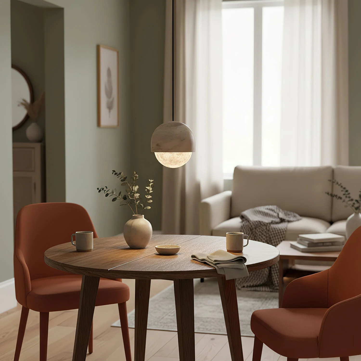 Lunar Dome Alabaster Pendant Light - Image 3