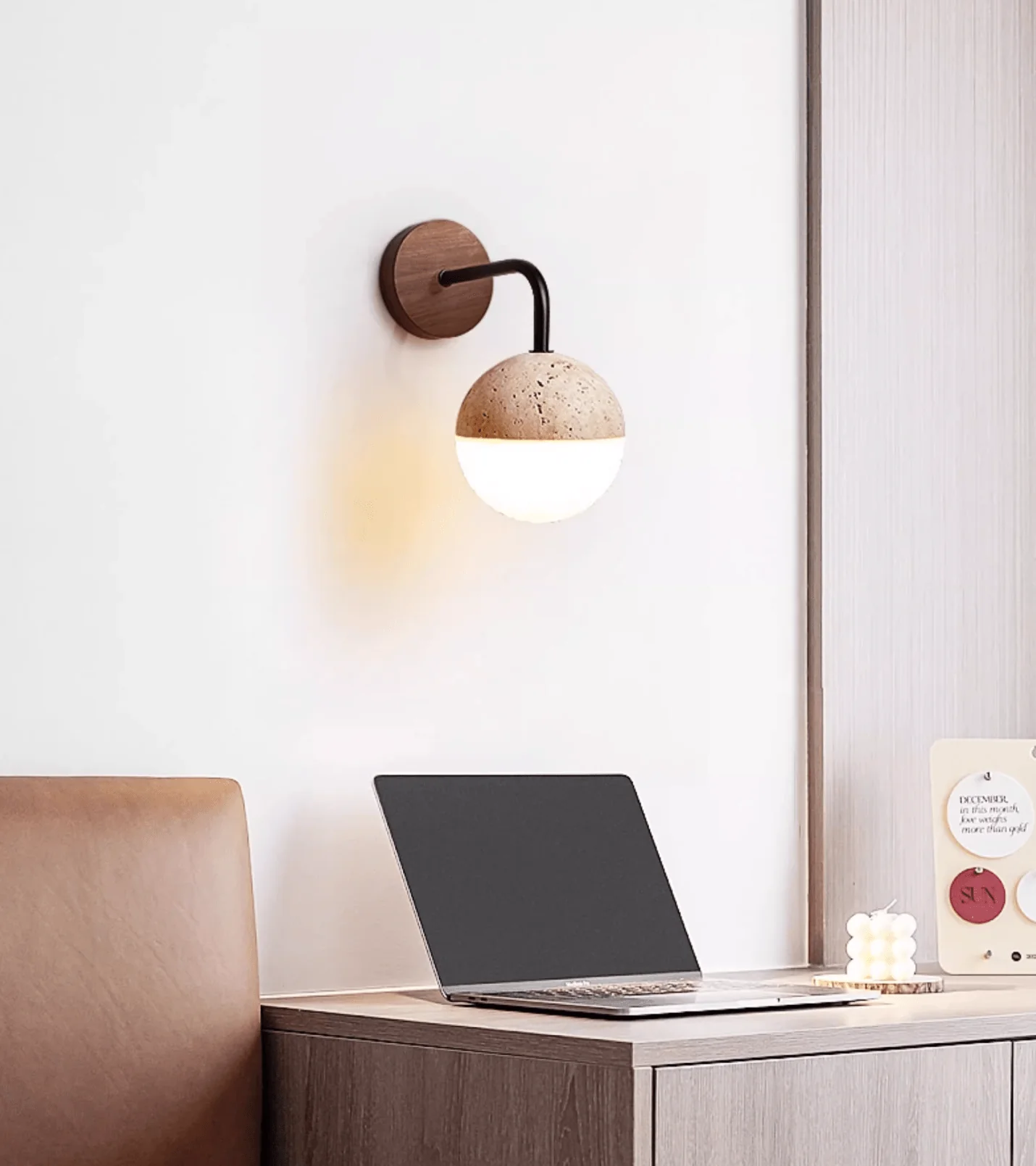 Lunar Stone Orb Sconce - Image 8