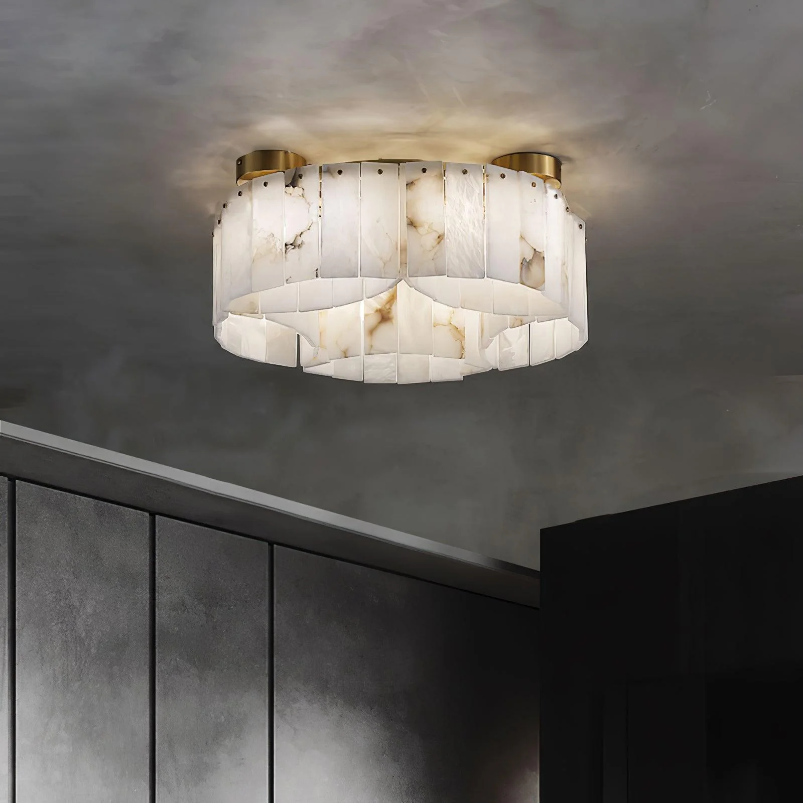 Luxe Alabaster Brass Ceiling Lamp - Image 14