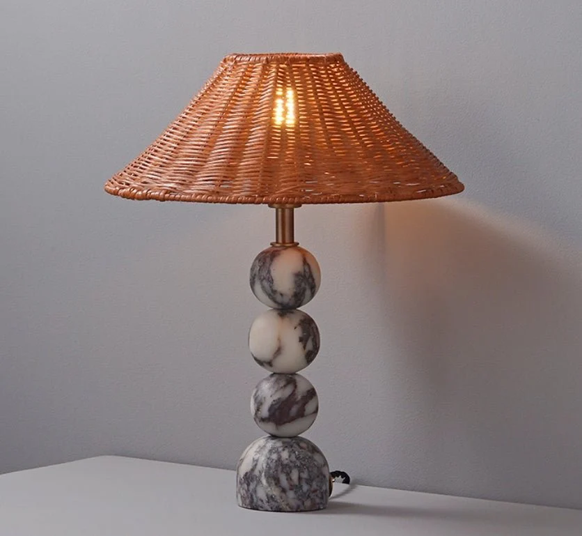 Marble Orb Rattan Table Lamp - Image 10