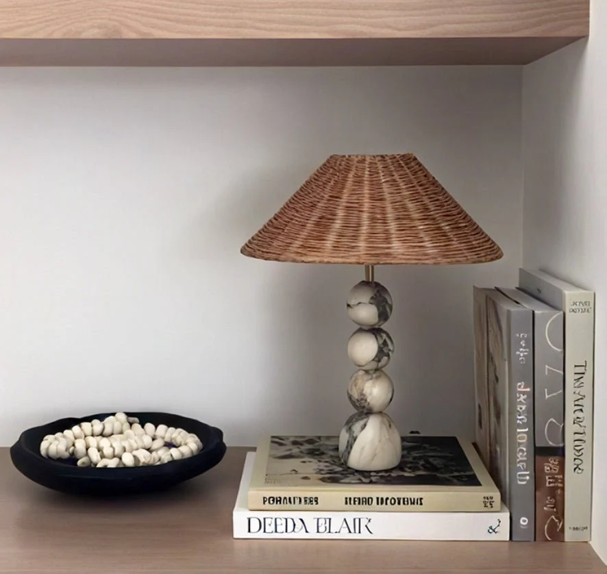 Marble Orb Rattan Table Lamp - Image 11