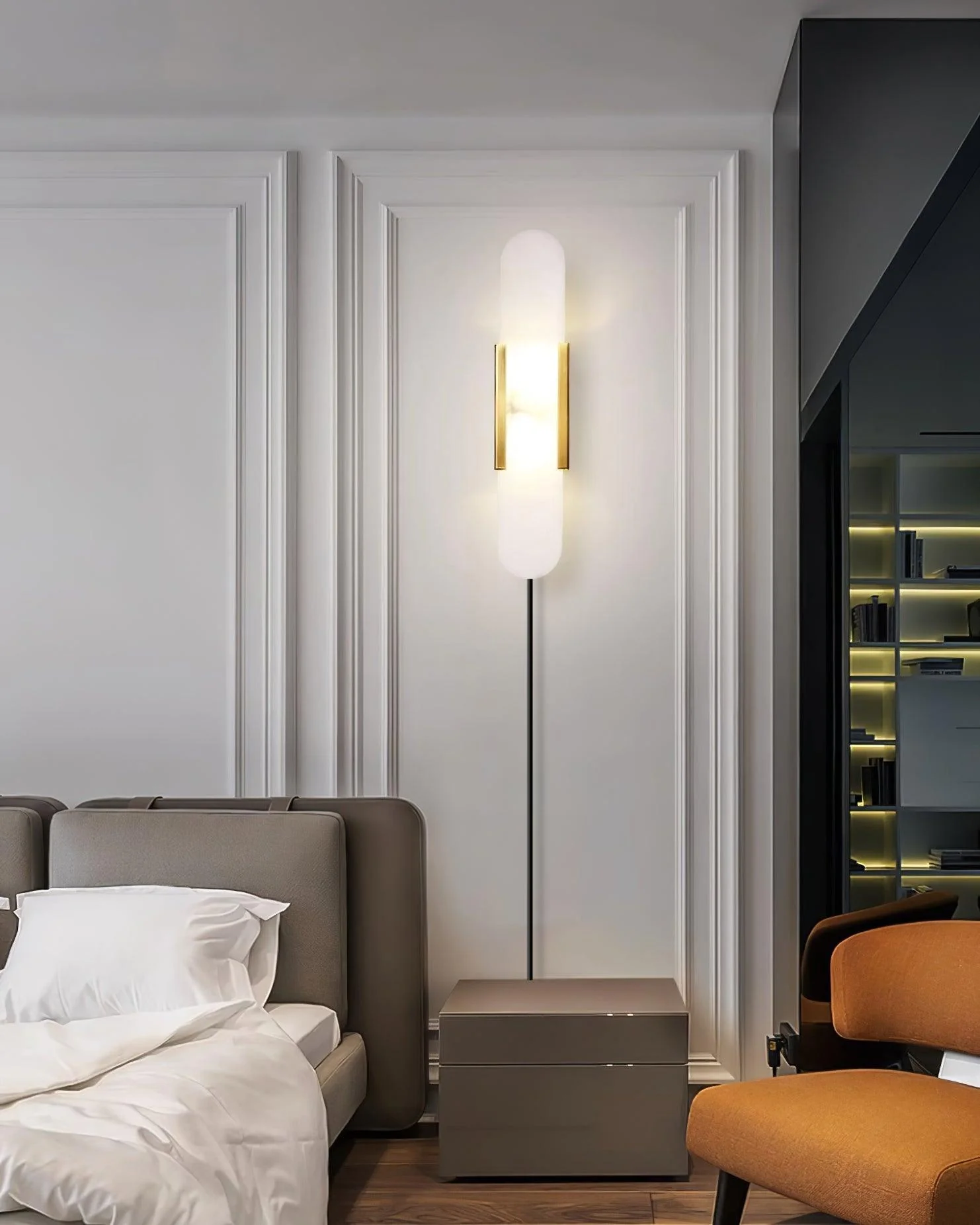 Melange Elongated Alabaster Plug-in Sconce - Image 26