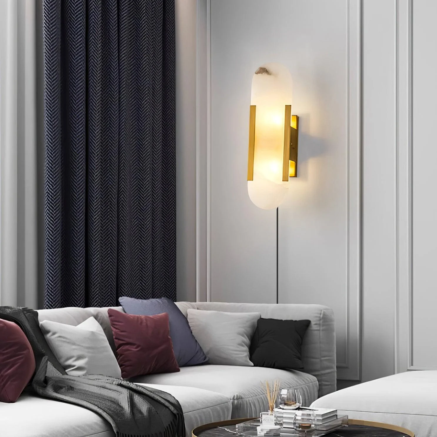 Melange Elongated Alabaster Plug-in Sconce - Image 3