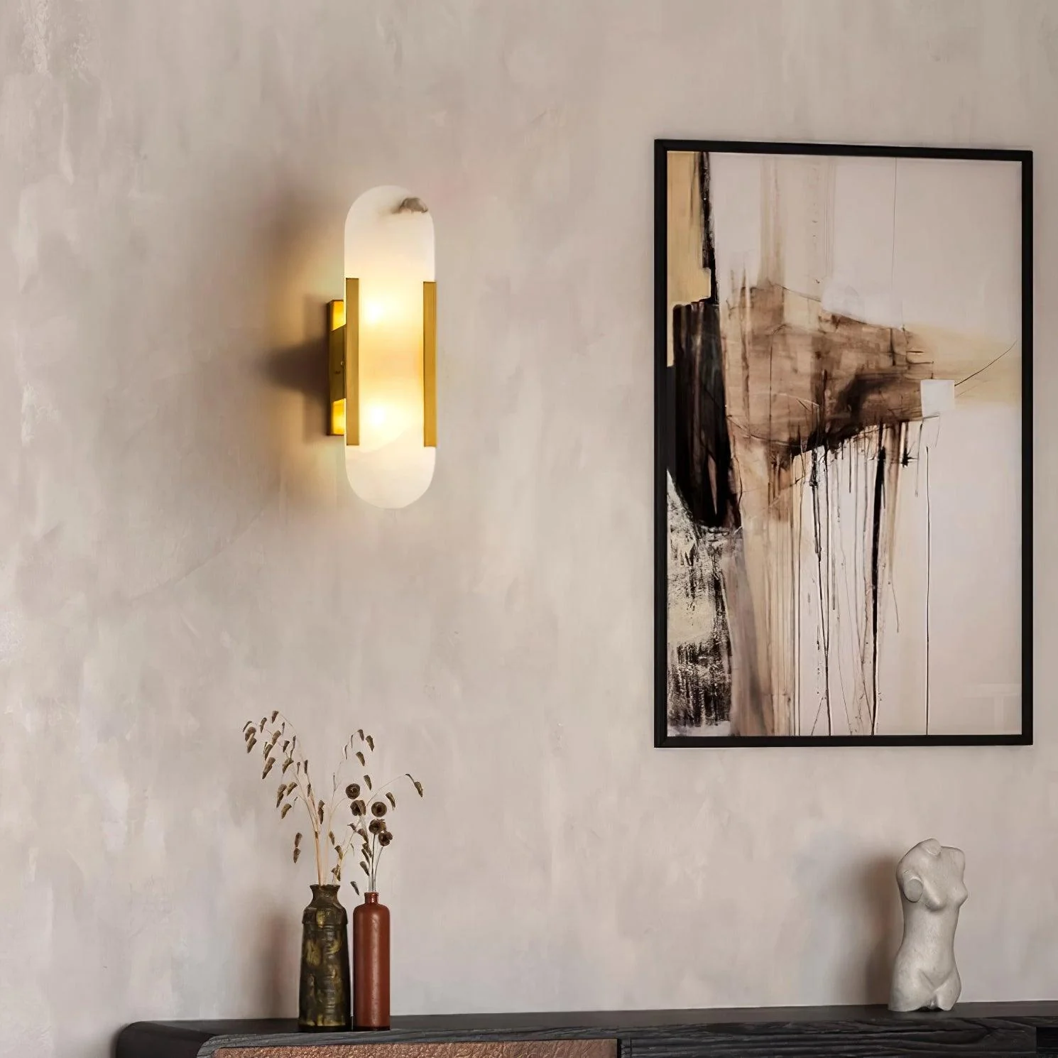 Melange Elongated Alabaster Plug-in Sconce - Image 31