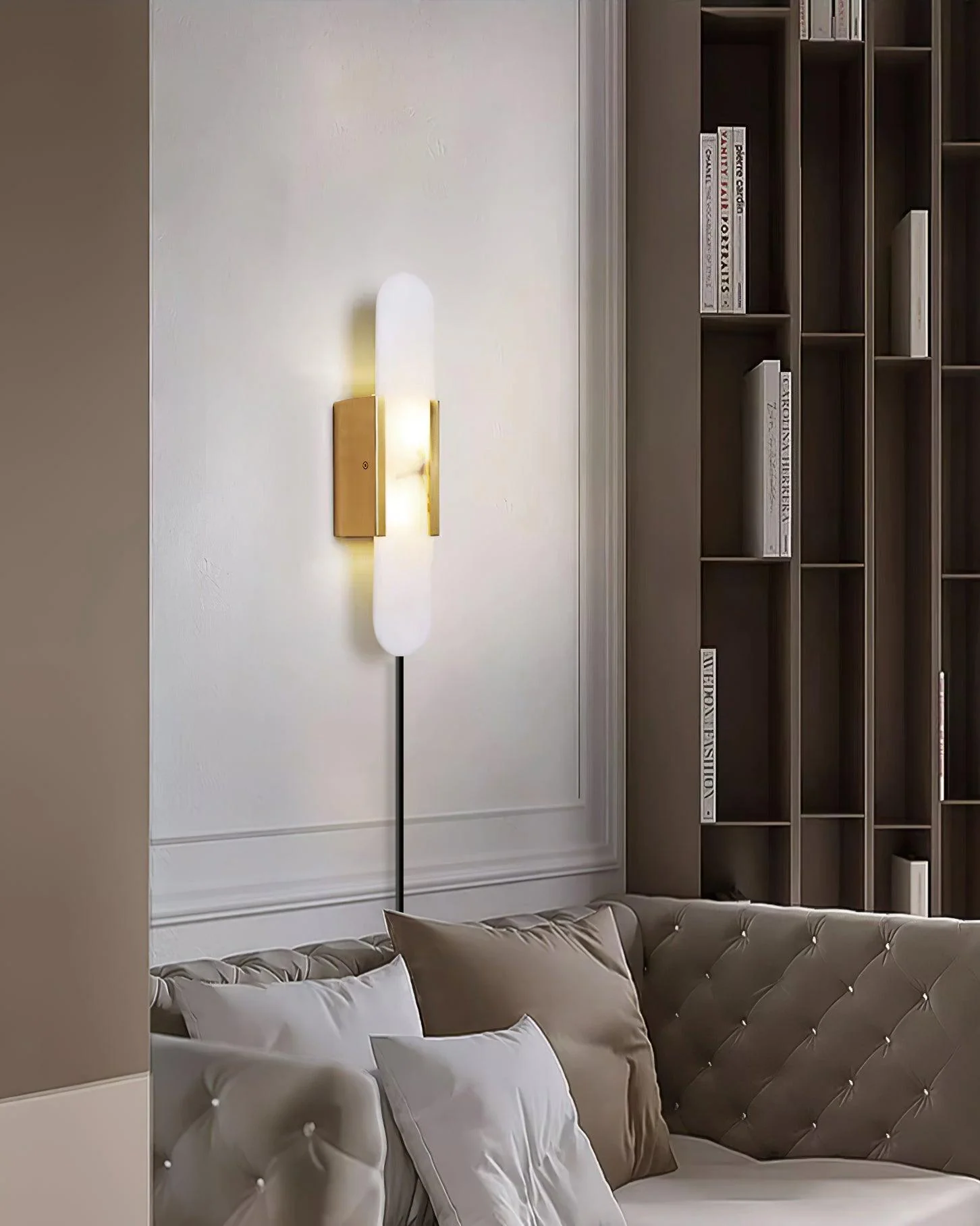 Melange Elongated Alabaster Plug-in Sconce - Image 36