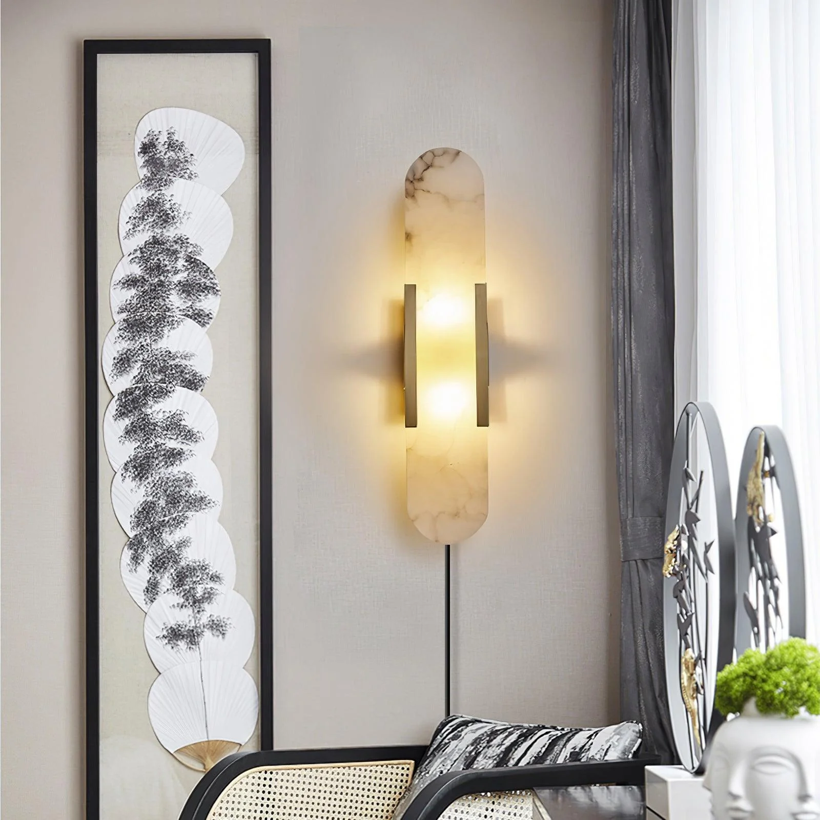 Melange Elongated Alabaster Plug-in Sconce - Image 38