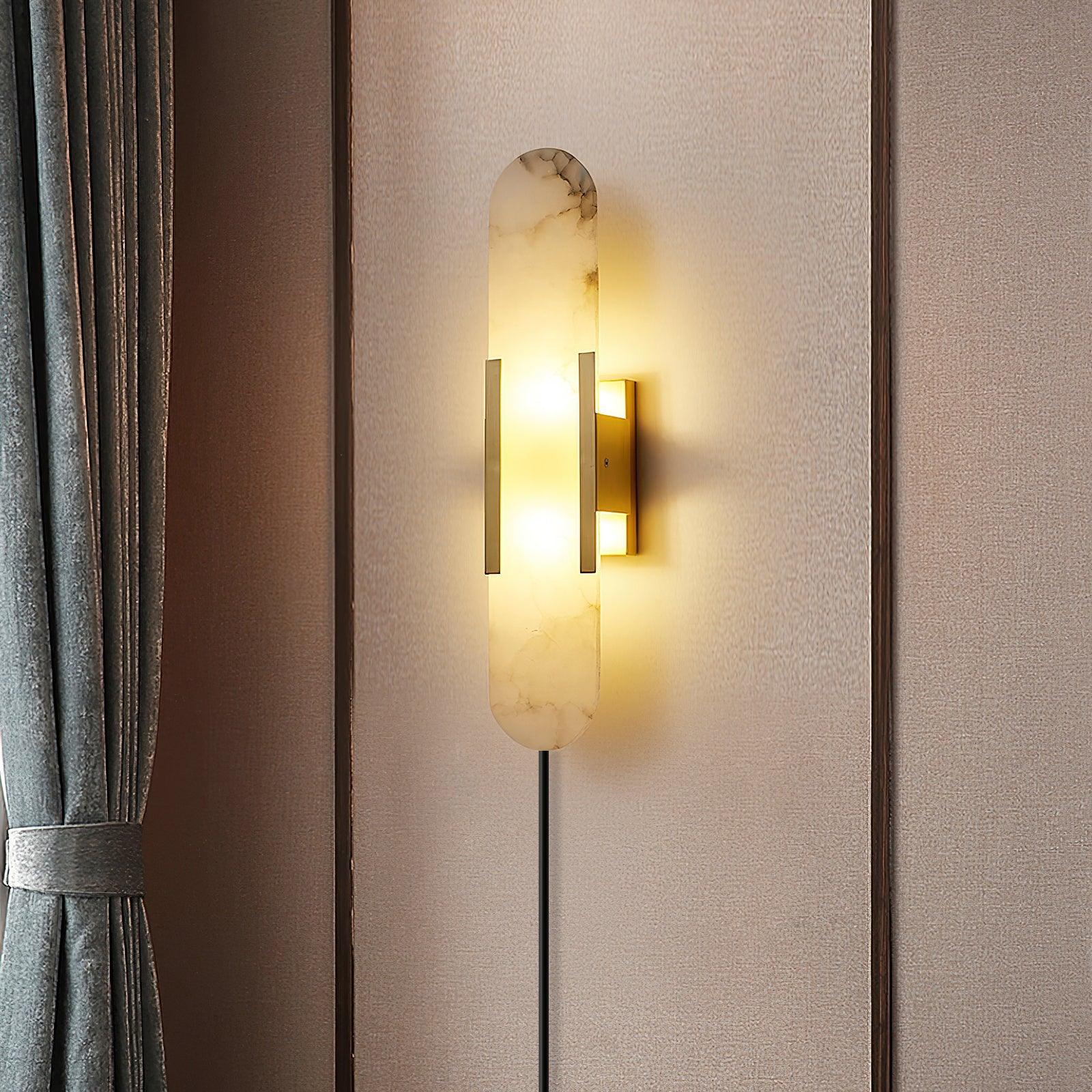 Melange Elongated Alabaster Plug-in Sconce - Image 4