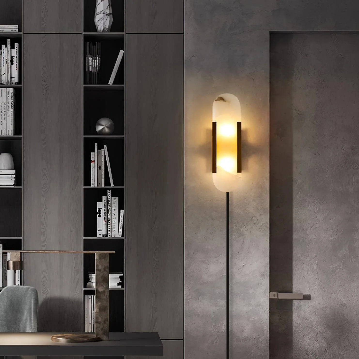 Melange Elongated Alabaster Plug-in Sconce - Image 41