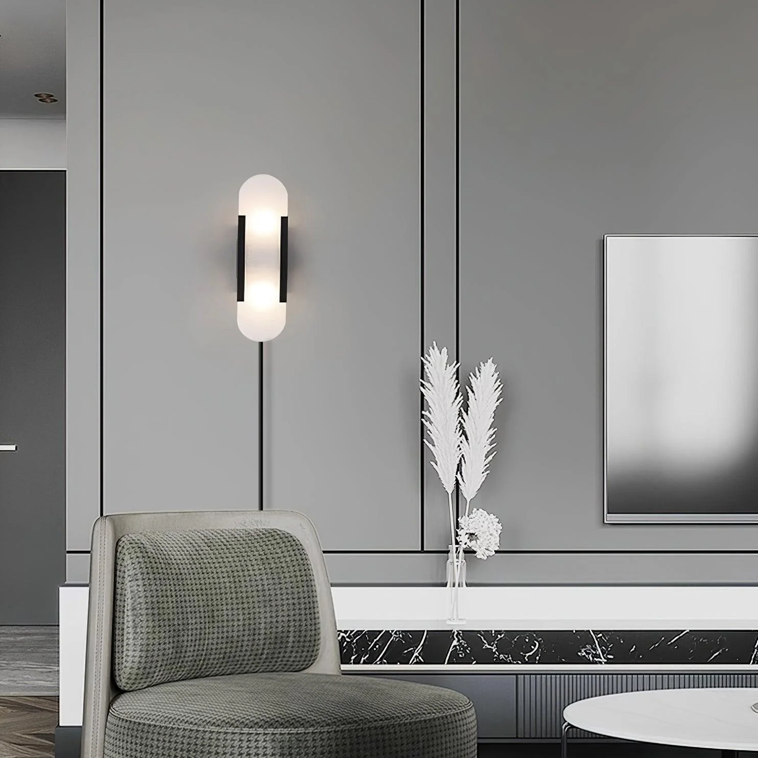 Melange Elongated Alabaster Plug-in Sconce - Image 42