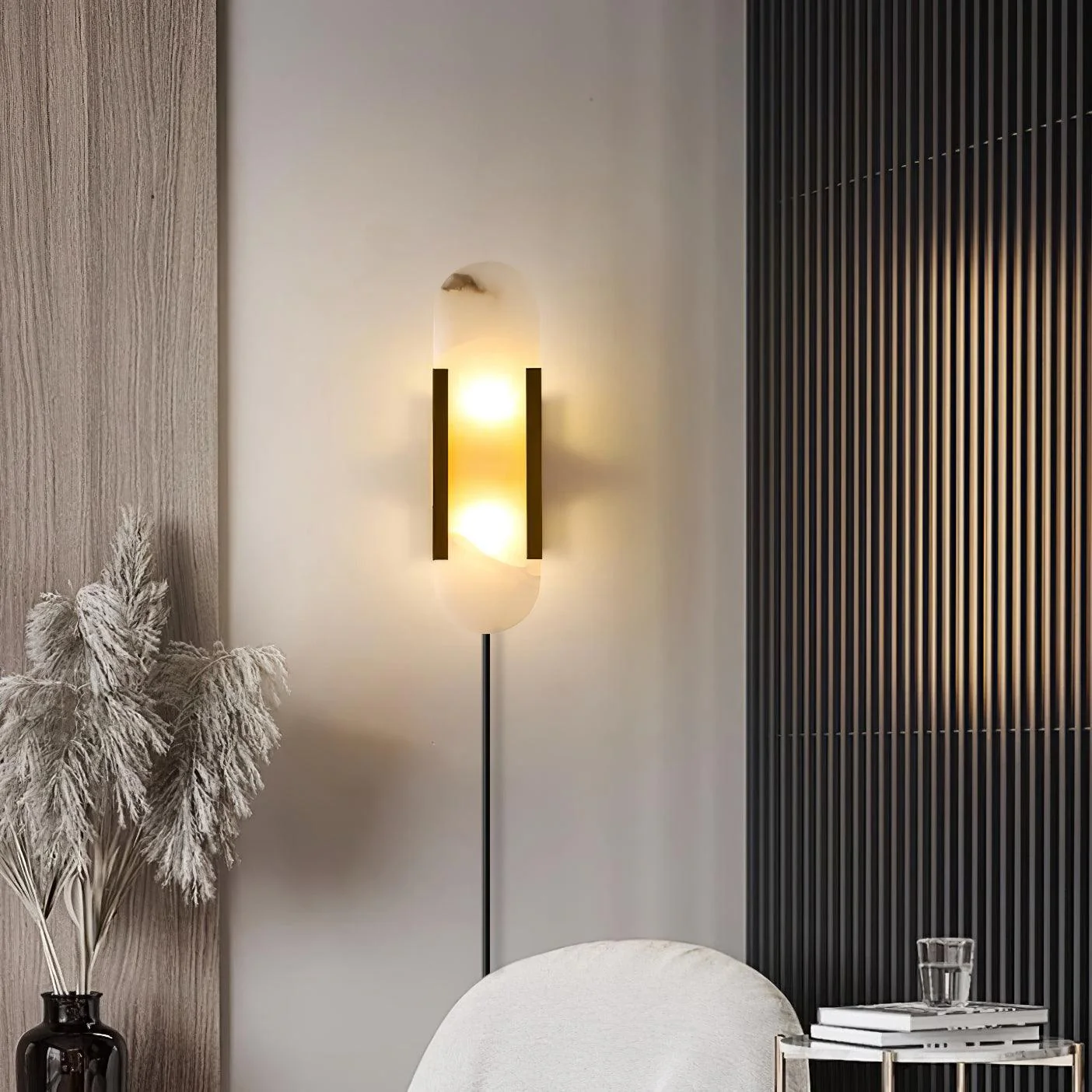 Melange Elongated Alabaster Plug-in Sconce - Image 44
