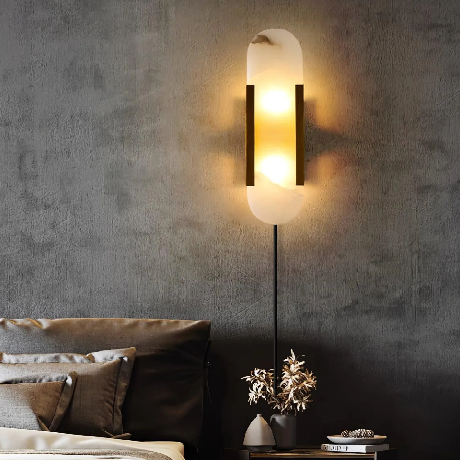 Melange Elongated Alabaster Plug-in Sconce - Image 46