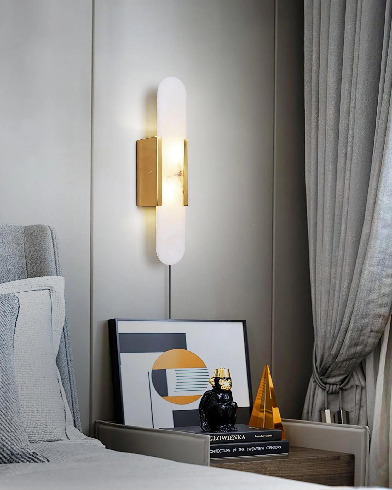 Melange Elongated Alabaster Plug-in Sconce - Image 5