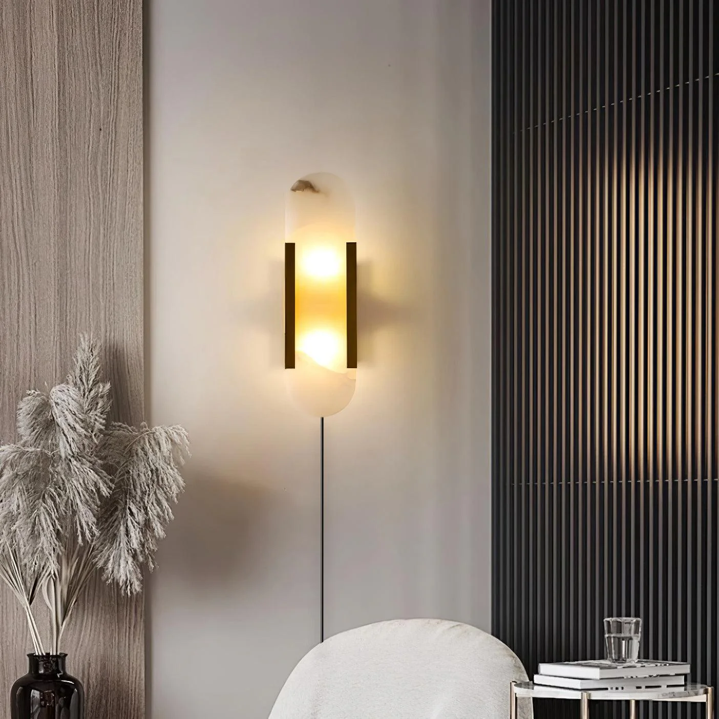Melange Elongated Alabaster Plug-in Sconce - Image 6