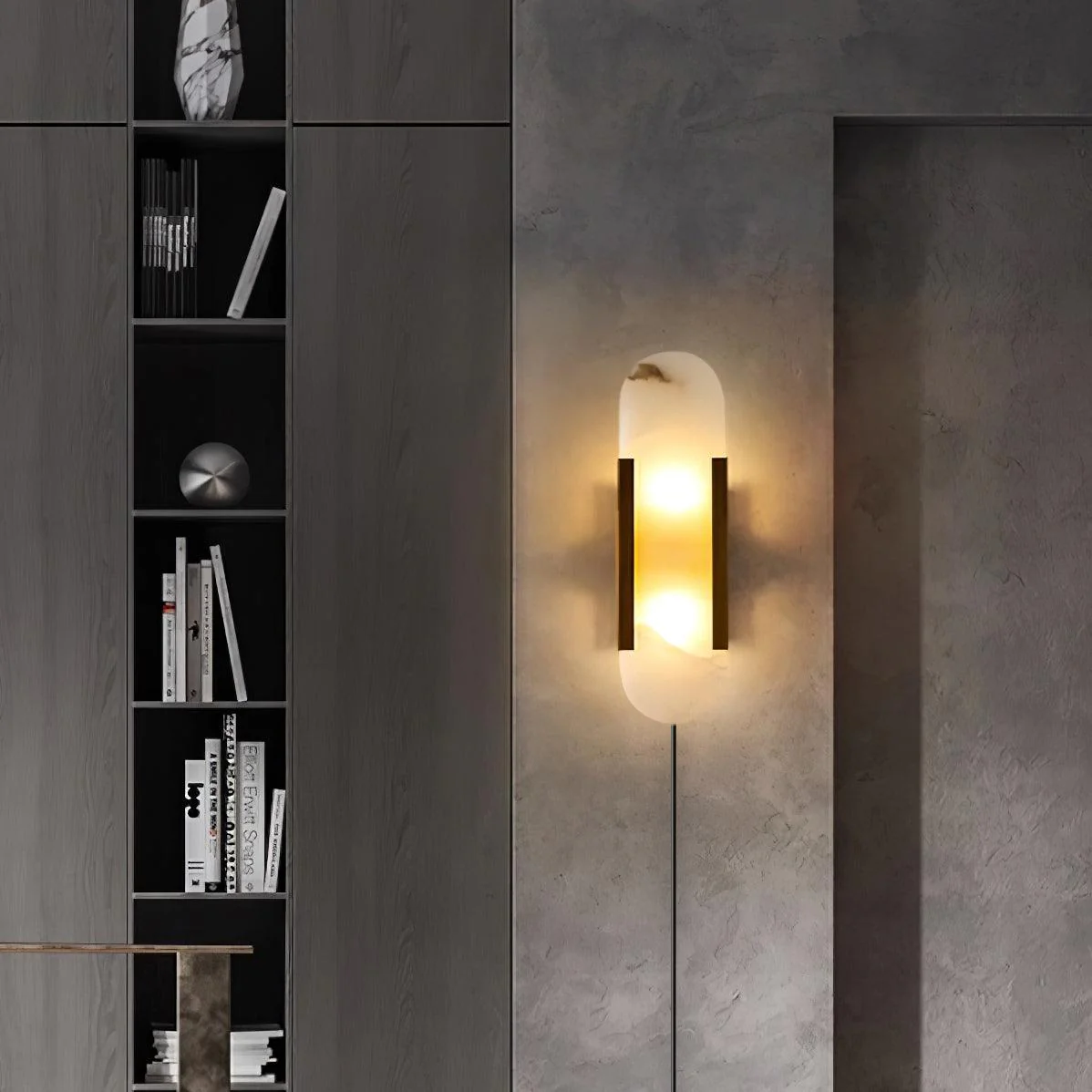 Melange Elongated Alabaster Plug-in Sconce - Image 9