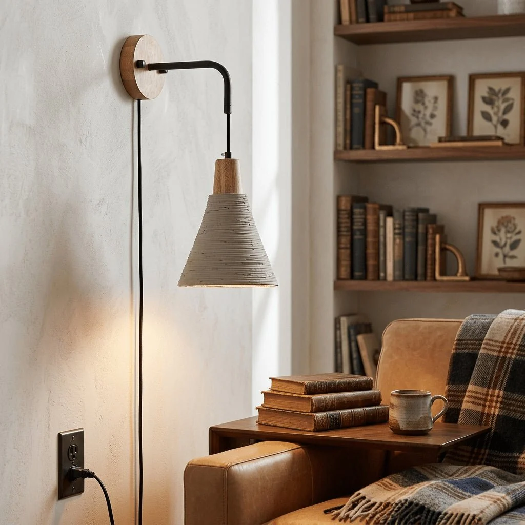 Microcement Plug-in Wall Lamp - Image 2