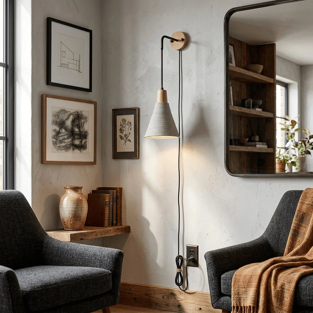 Microcement Plug-in Wall Lamp - Image 8