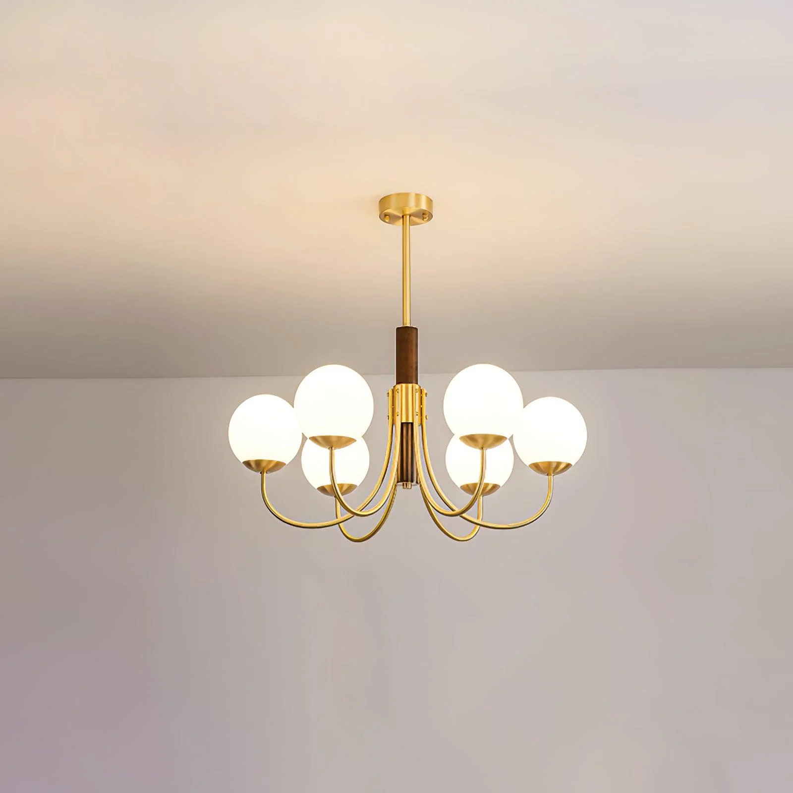 Midas Touch Walnut Sphere Chandelier - Image 12