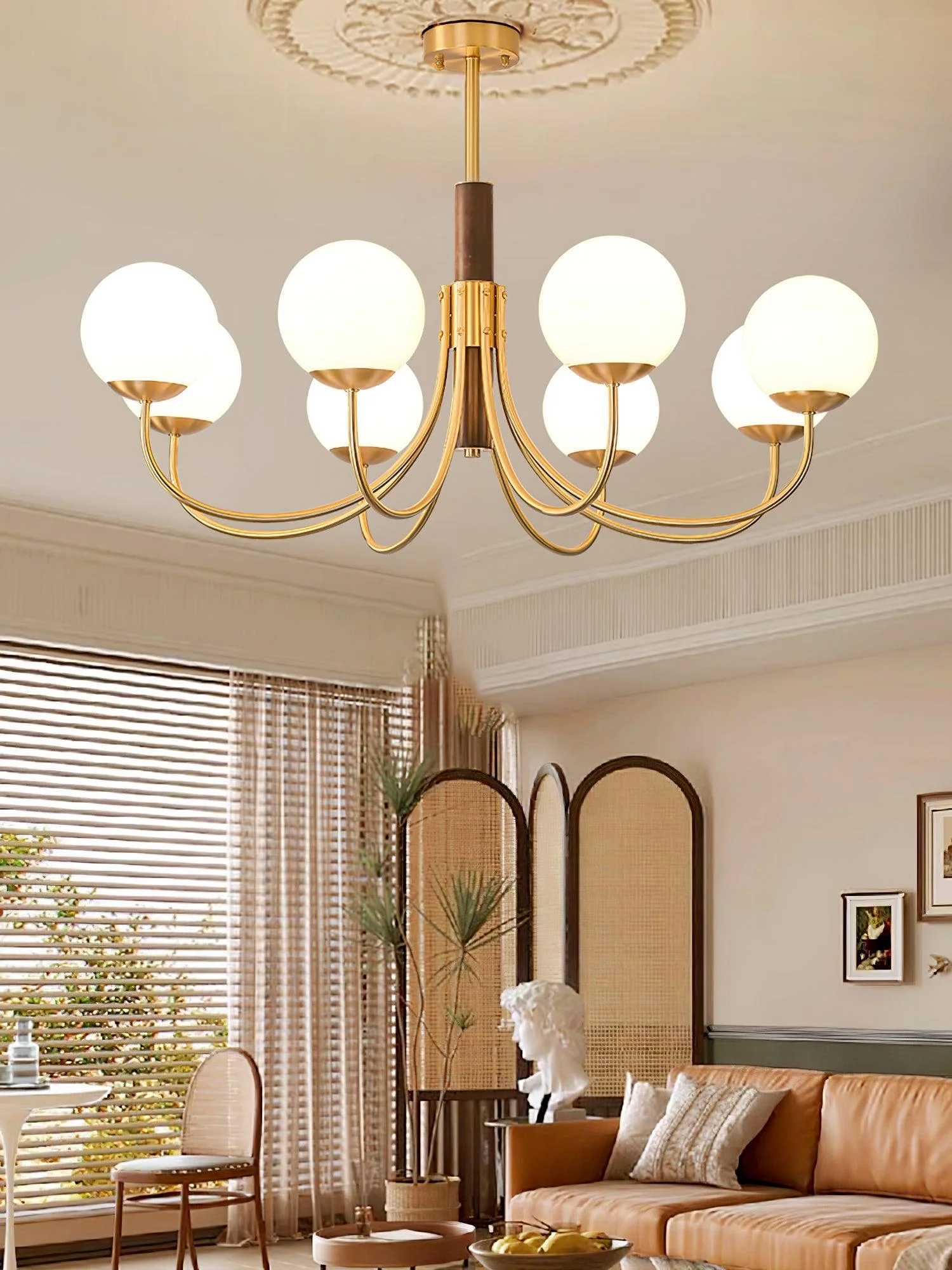 Midas Touch Walnut Sphere Chandelier - Image 15