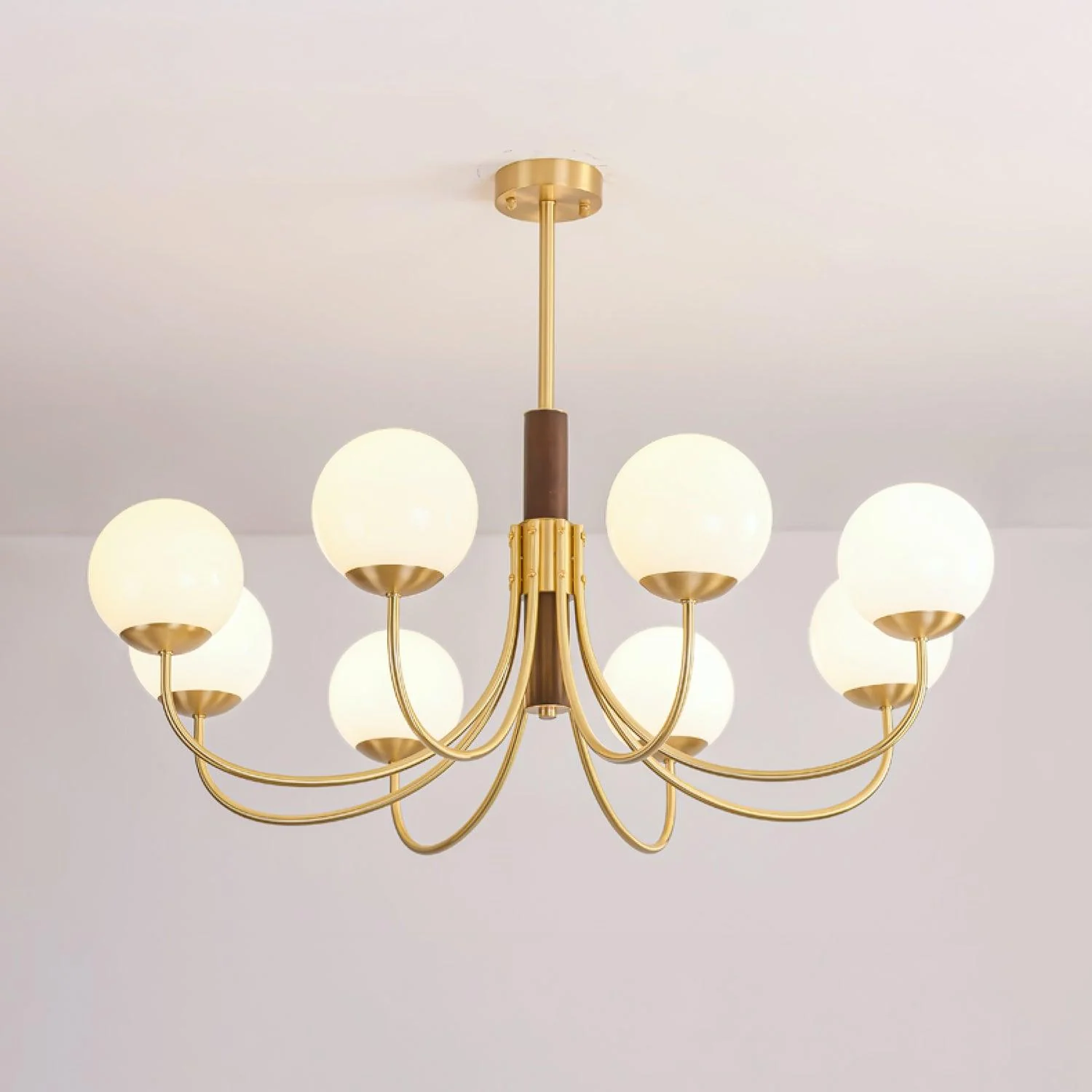 Midas Touch Walnut Sphere Chandelier - Image 17