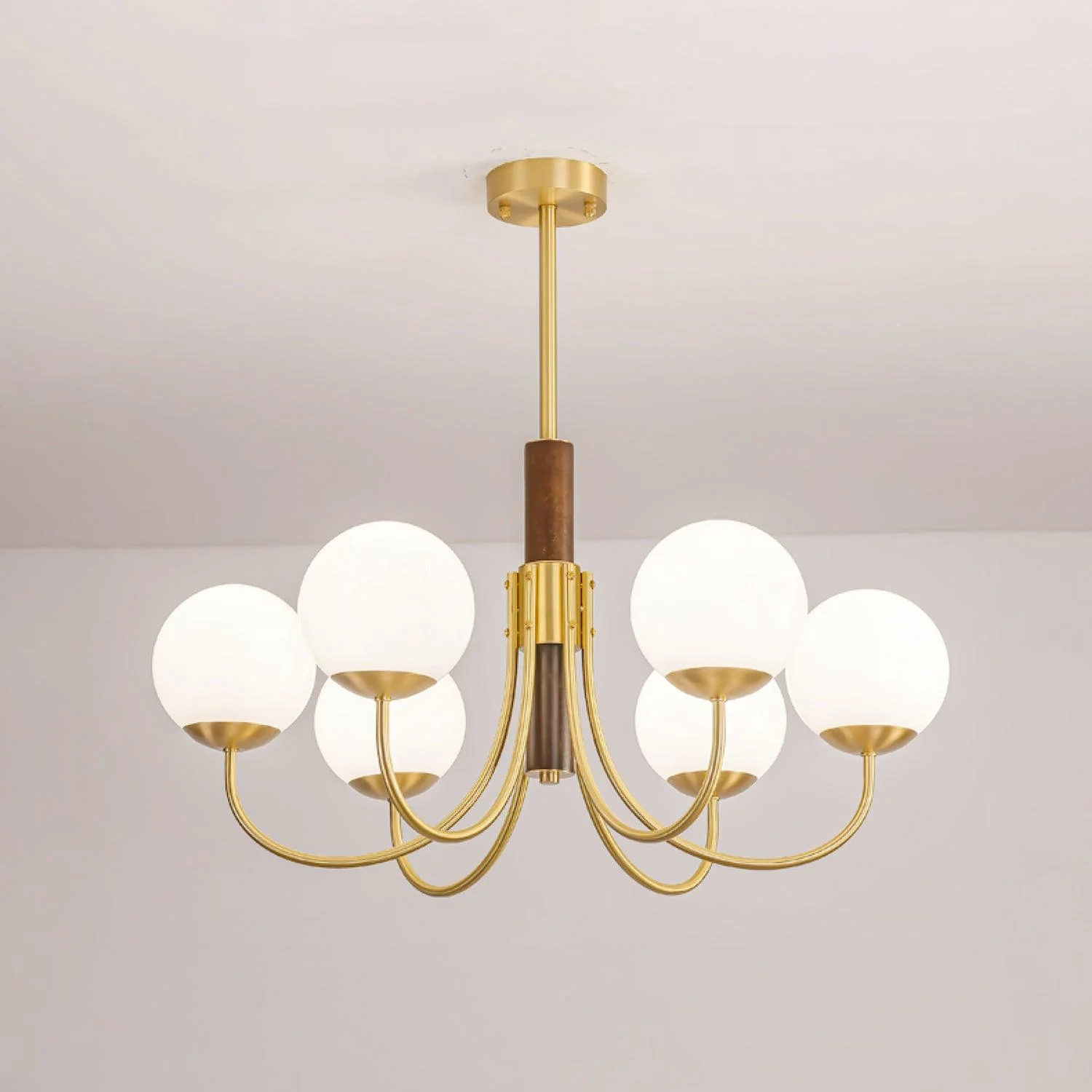 Midas Touch Walnut Sphere Chandelier - Image 21