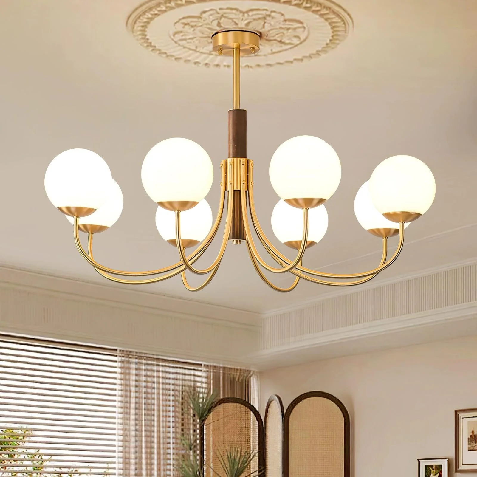 Midas Touch Walnut Sphere Chandelier - Image 6
