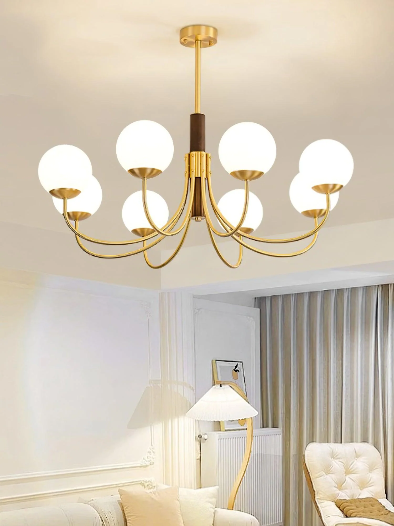 Midas Touch Walnut Sphere Chandelier - Image 8