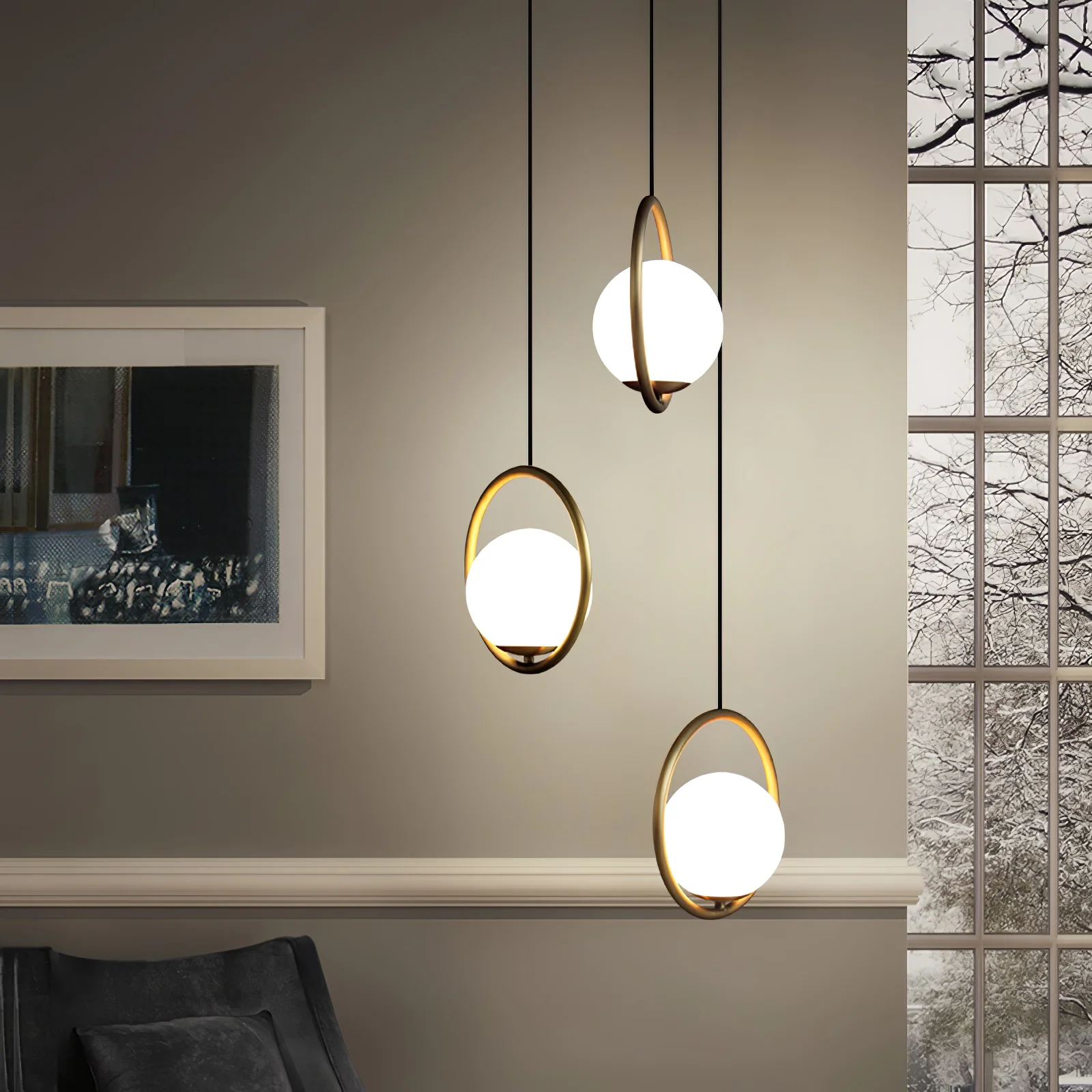 Mila Brass Pendant Swag Light - Image 3