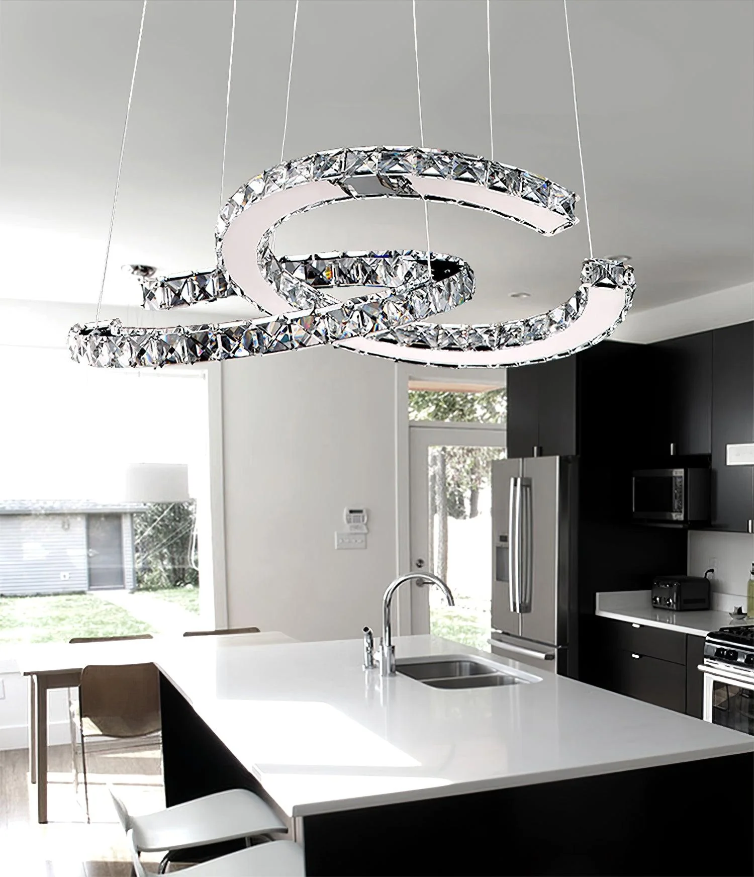 Modern Crystal Double C Chandelier - Image 11