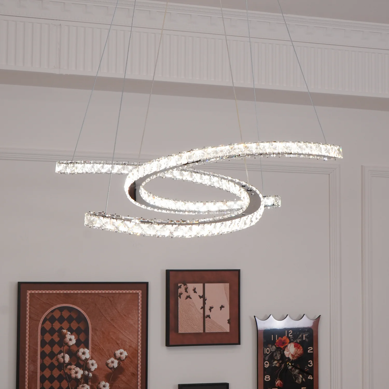 Modern Crystal Double C Chandelier - Image 14