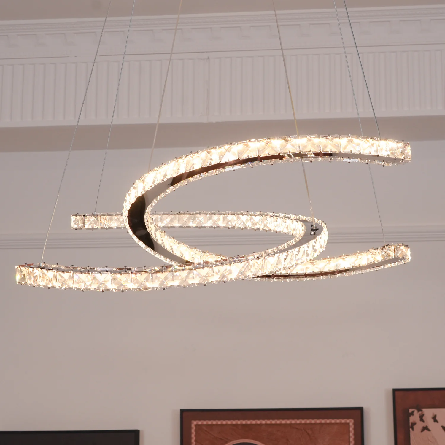 Modern Crystal Double C Chandelier - Image 16