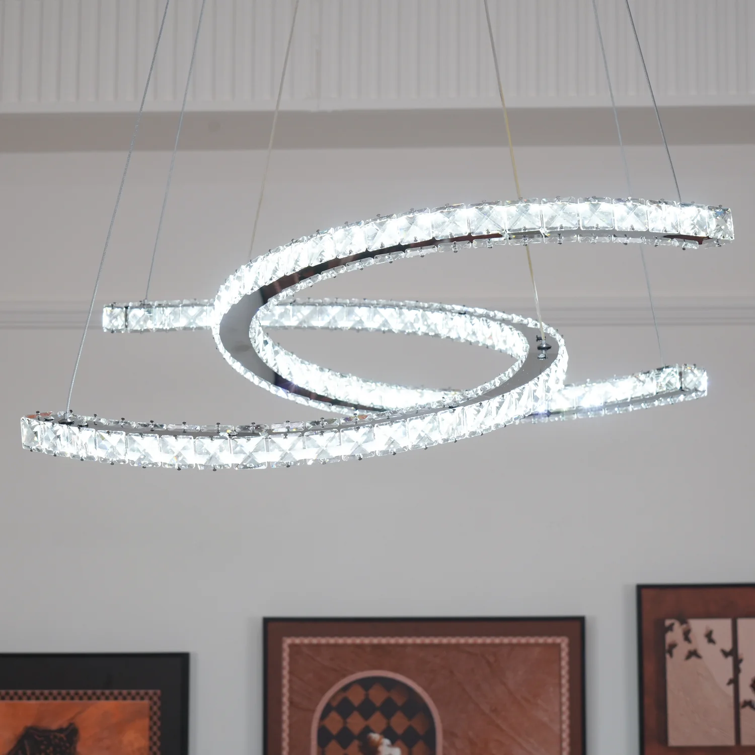 Modern Crystal Double C Chandelier - Image 17