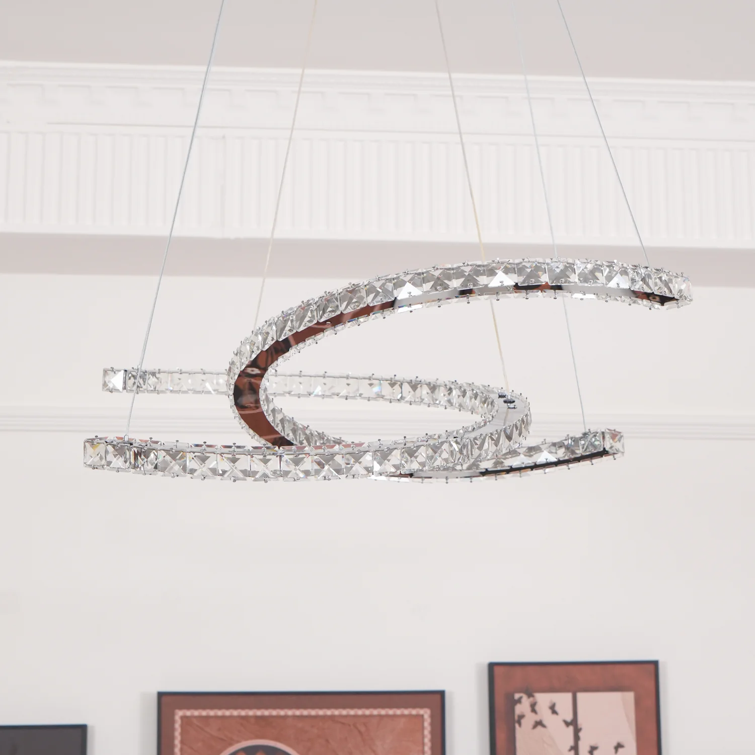 Modern Crystal Double C Chandelier - Image 24