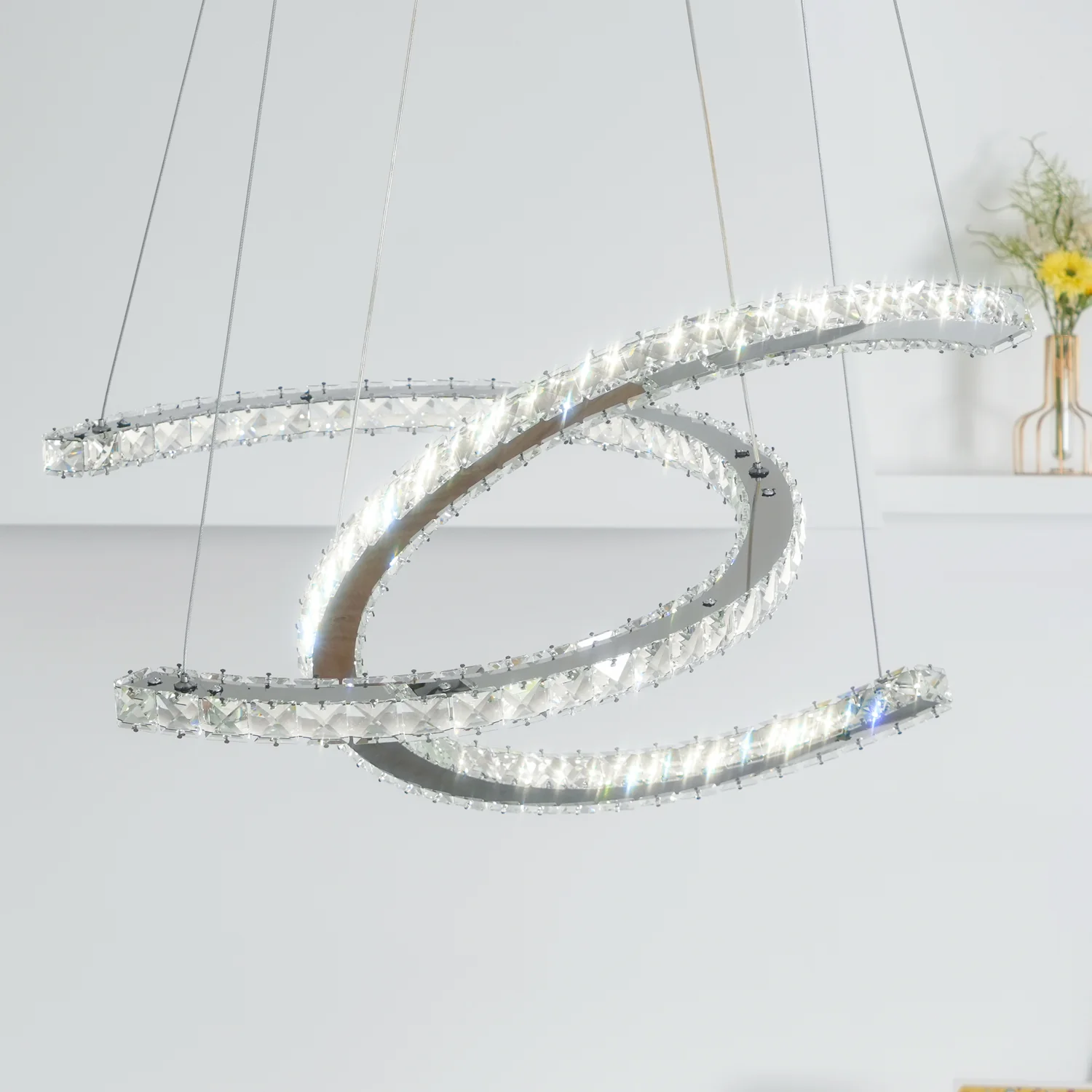 Modern Crystal Double C Chandelier - Image 33