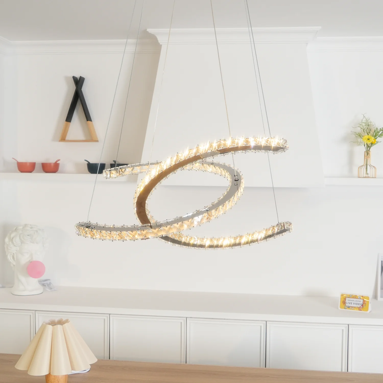 Modern Crystal Double C Chandelier - Image 34