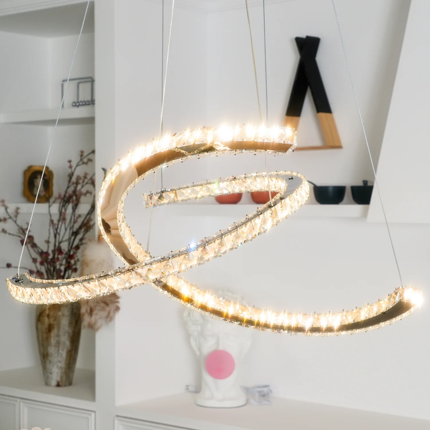 Modern Crystal Double C Chandelier - Image 35