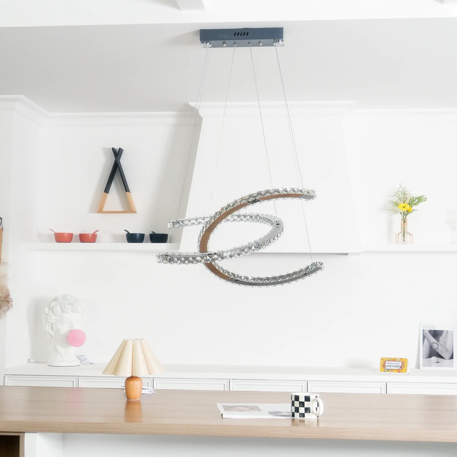 Modern Crystal Double C Chandelier - Image 37