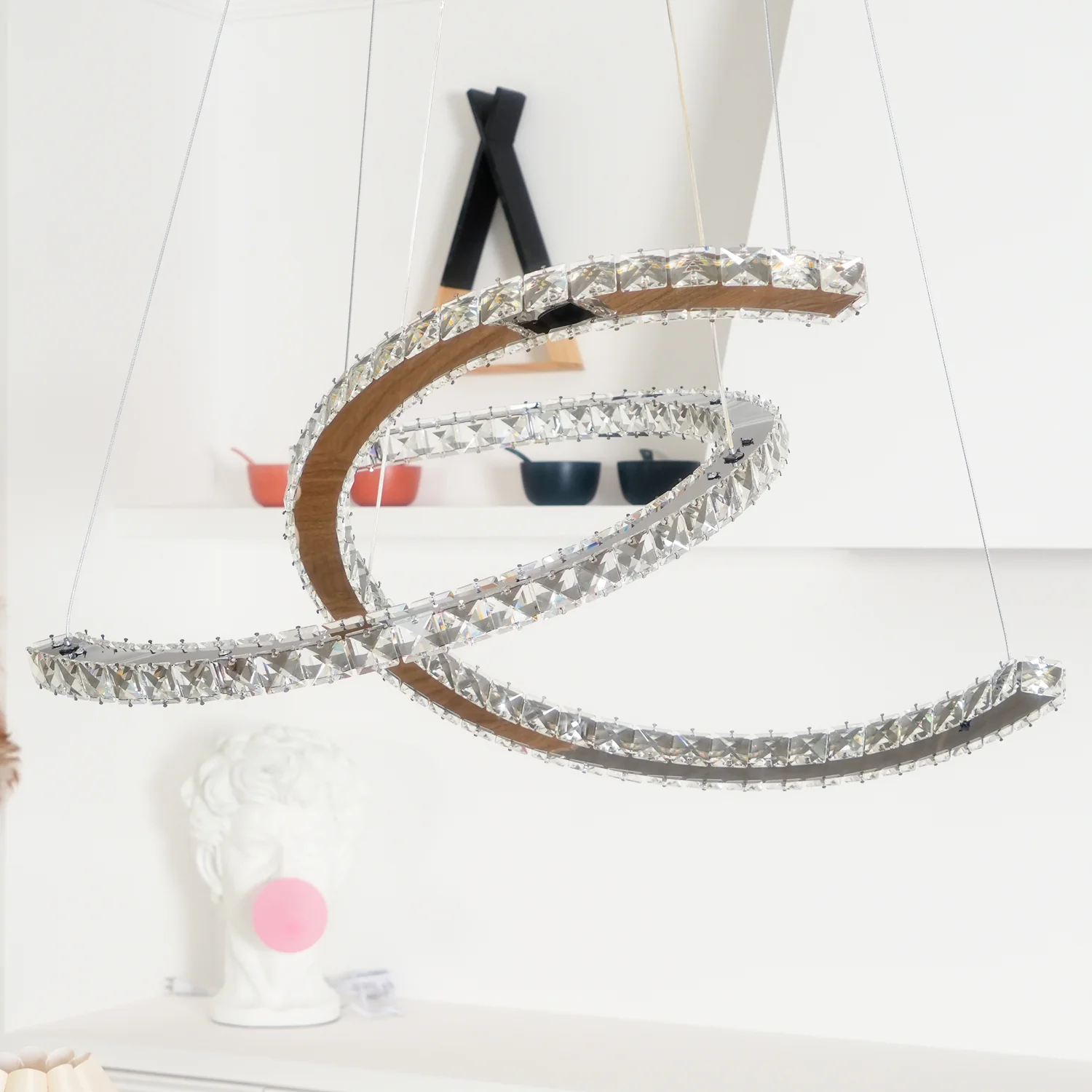 Modern Crystal Double C Chandelier - Image 38