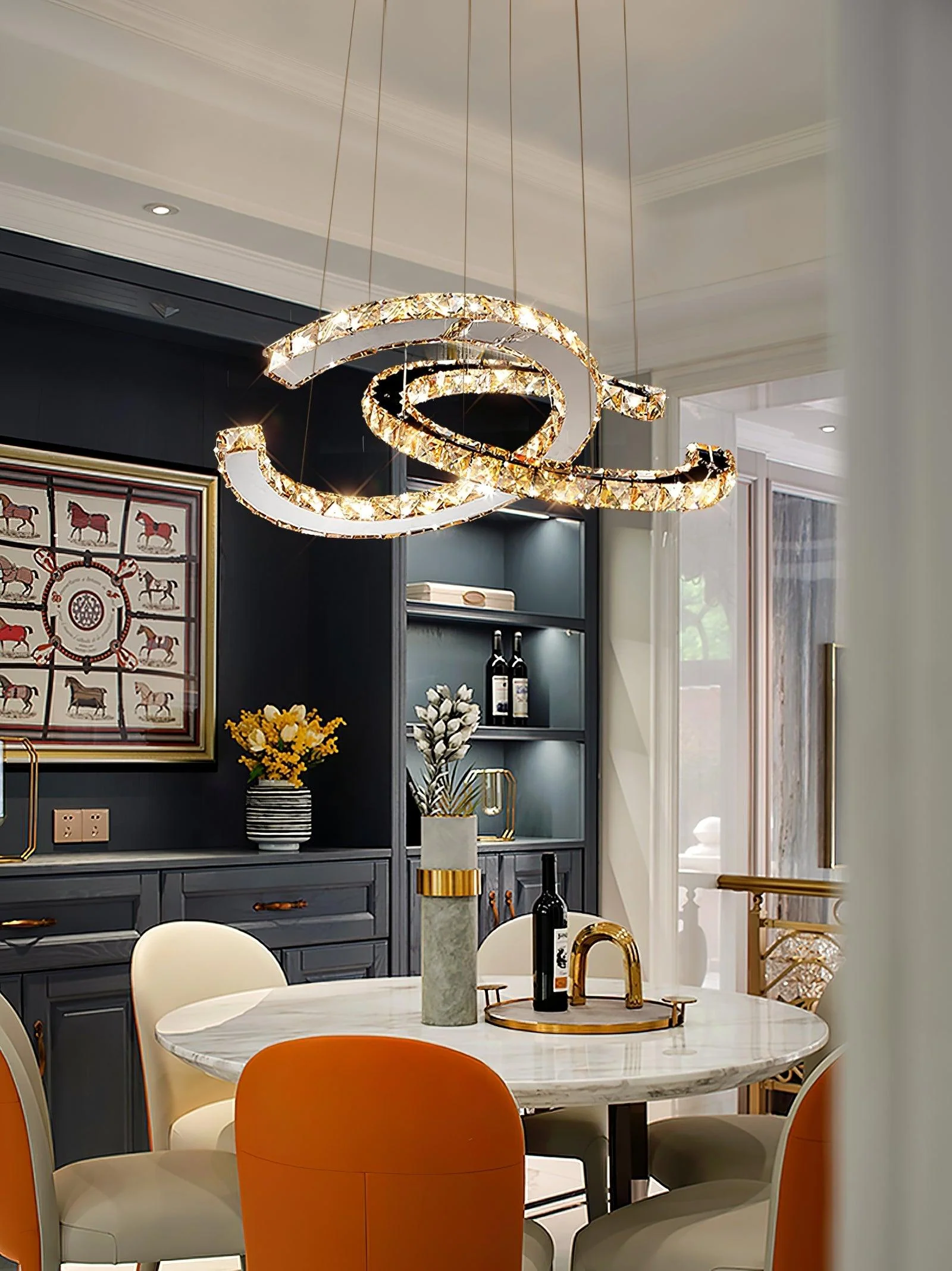 Modern Crystal Double C Chandelier - Image 41