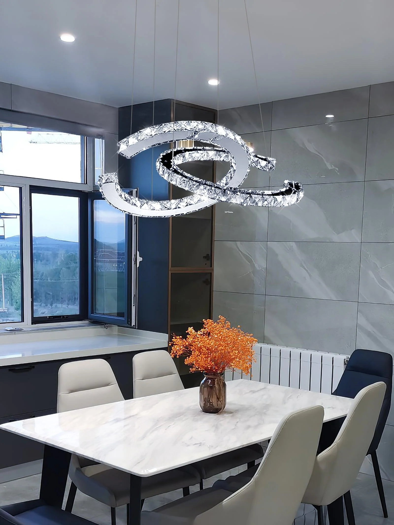Modern Crystal Double C Chandelier - Image 42