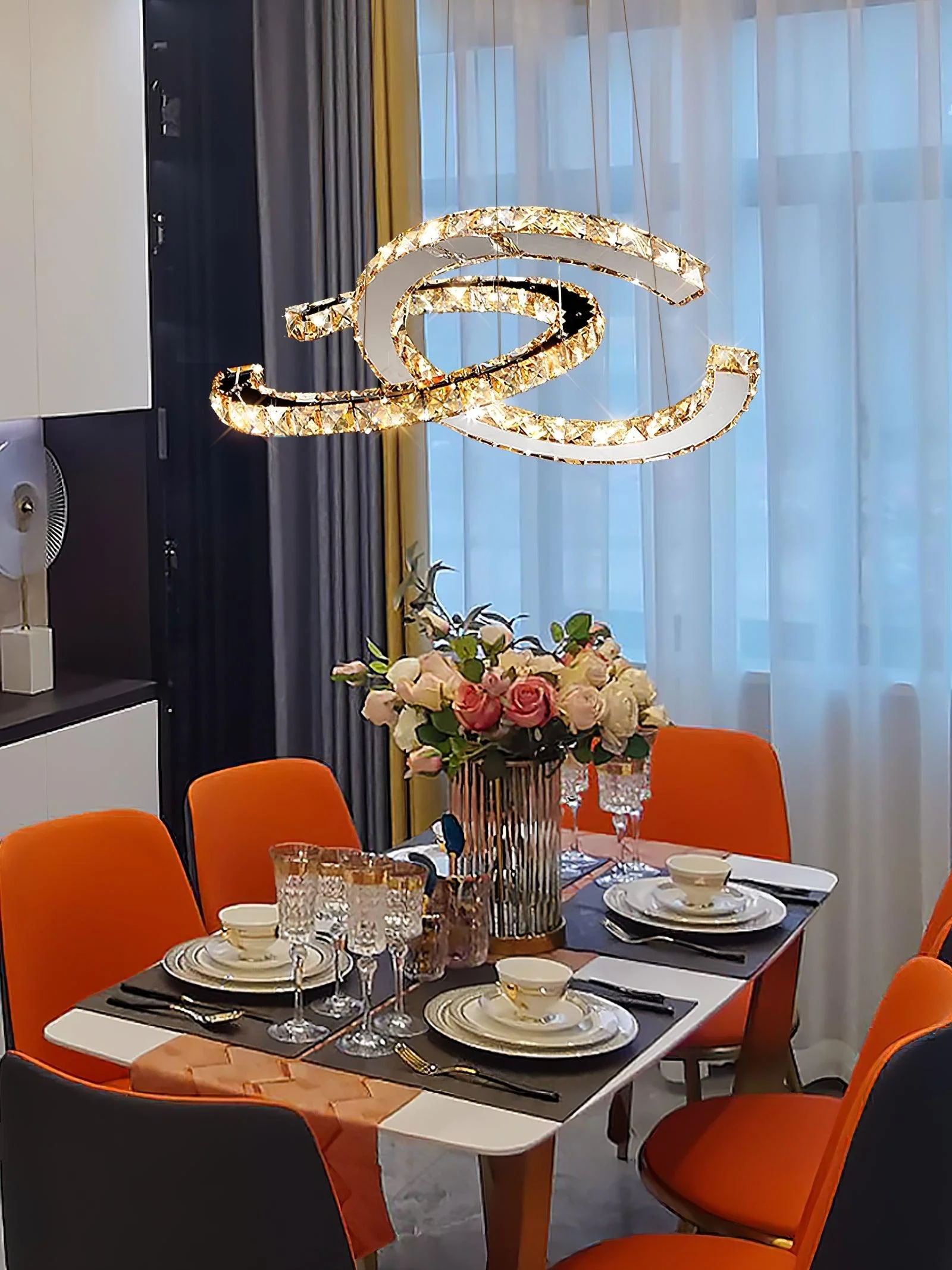 Modern Crystal Double C Chandelier - Image 43