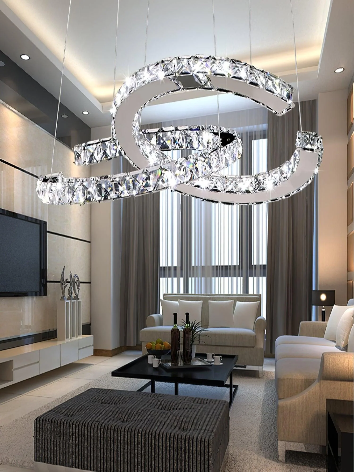 Modern Crystal Double C Chandelier - Image 52