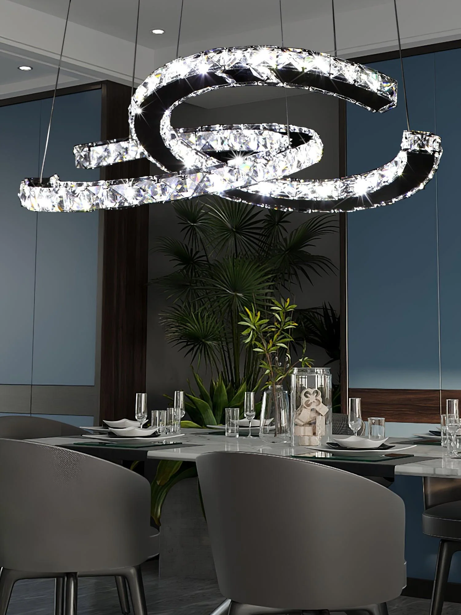 Modern Crystal Double C Chandelier - Image 53