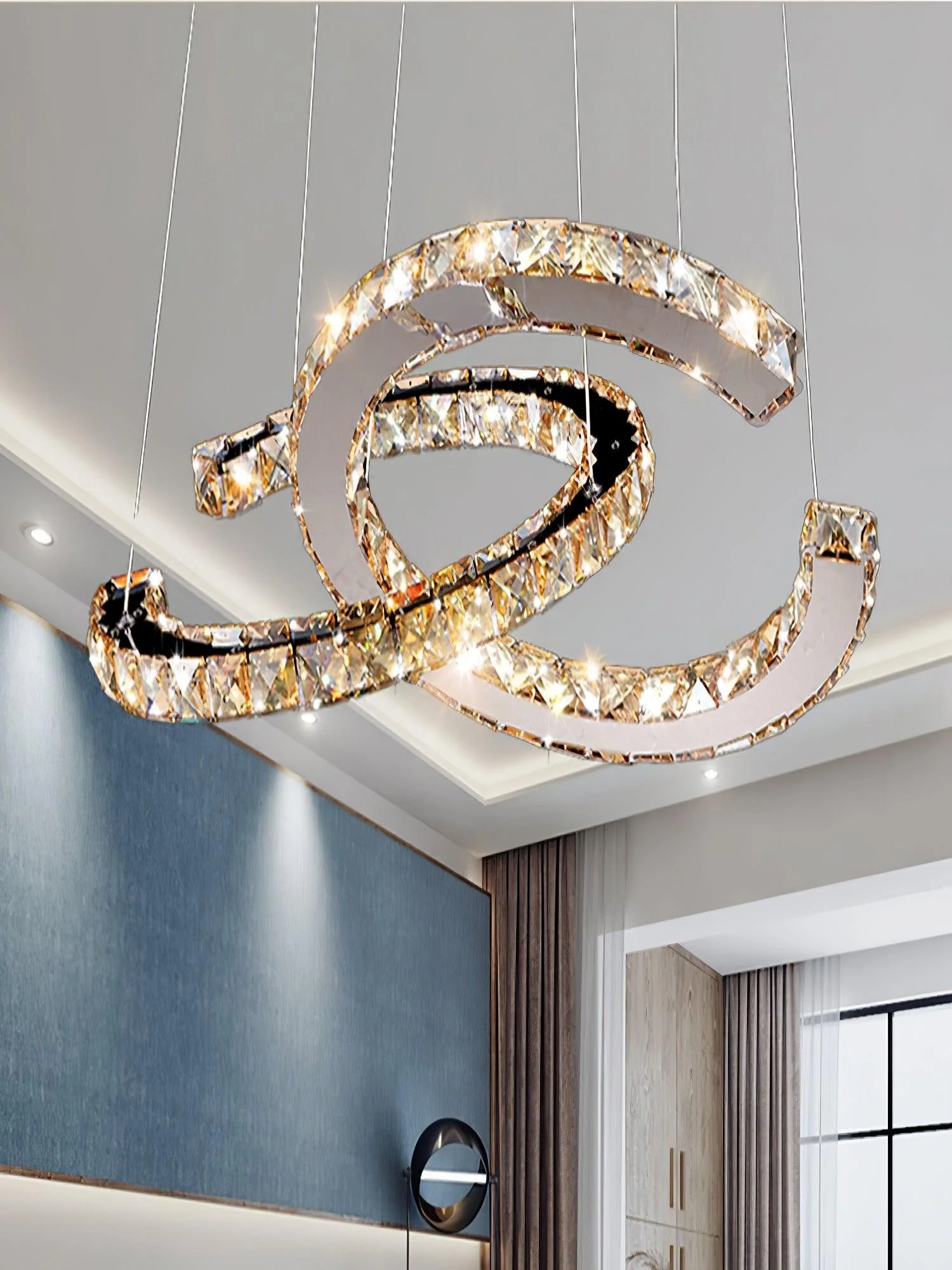 Modern Crystal Double C Chandelier - Image 54