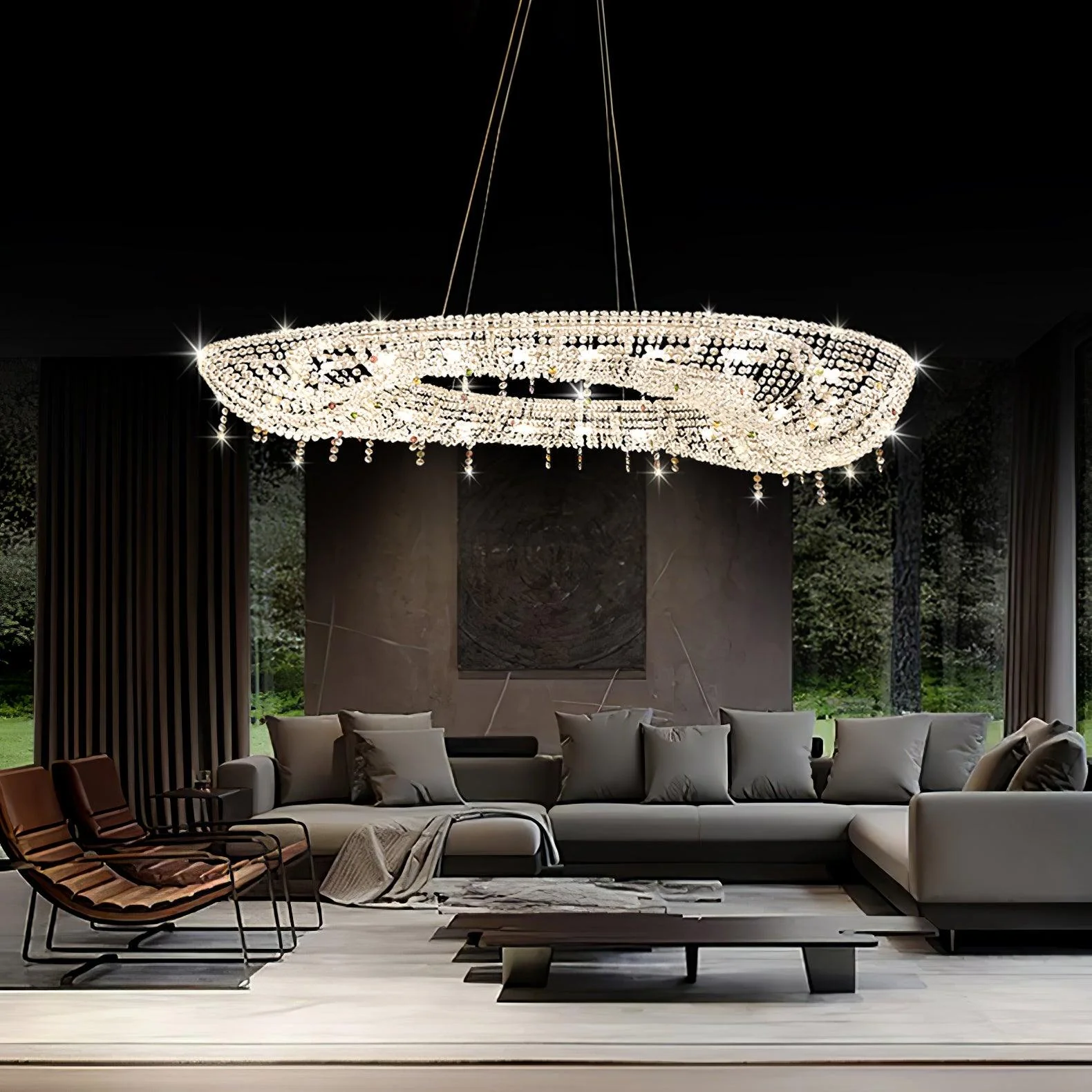Modern Round Crystal Chandelier - Image 9