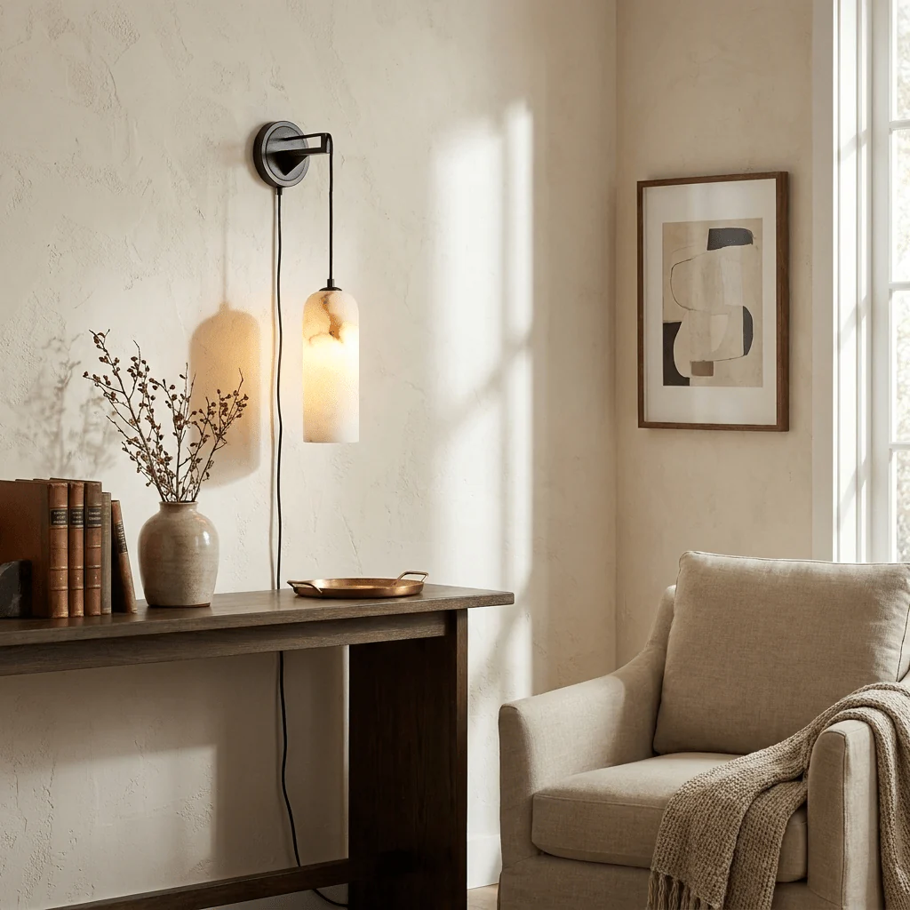 Monty Alabaster Plug-in Wall Lamp - Image 3